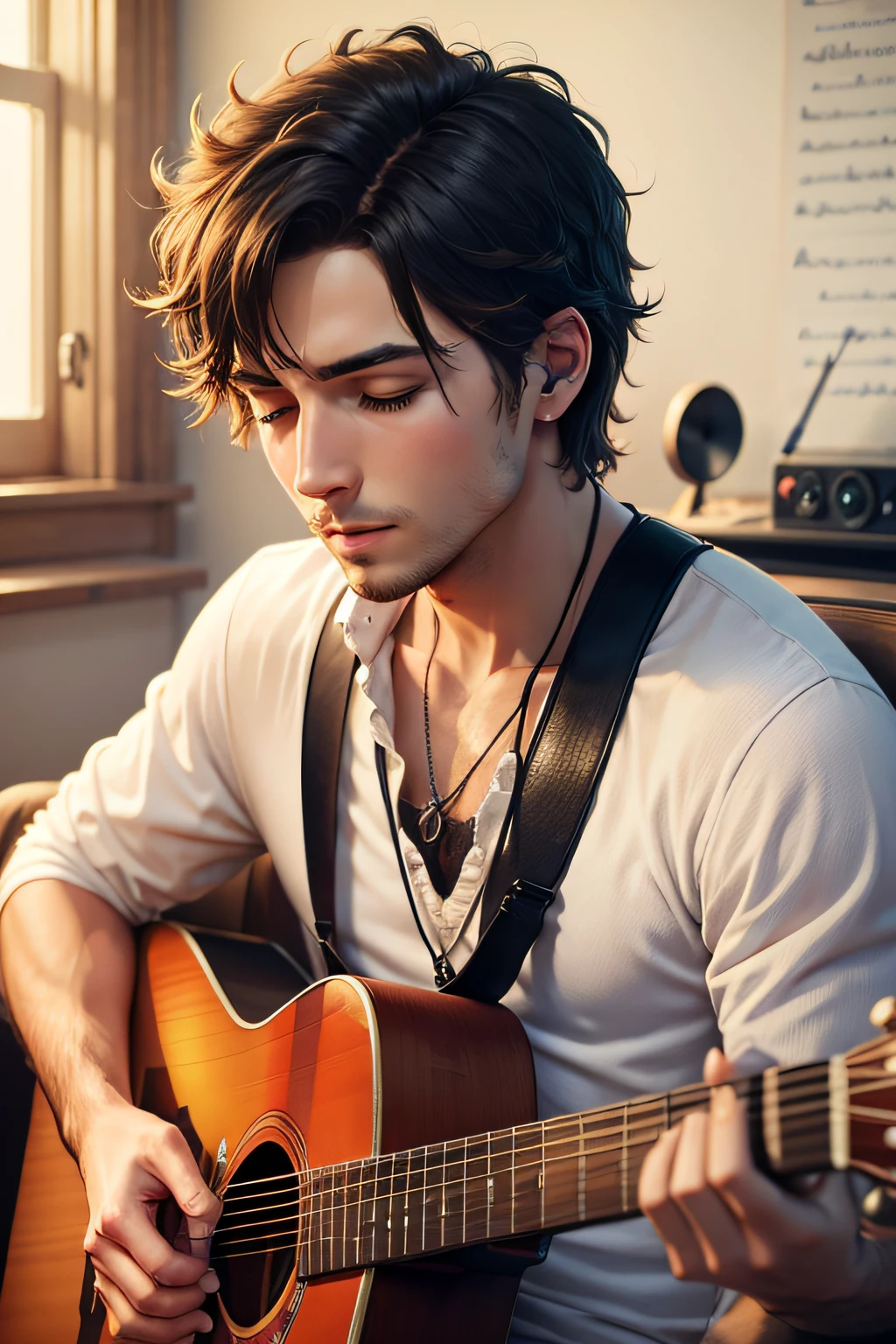 Male writing songs