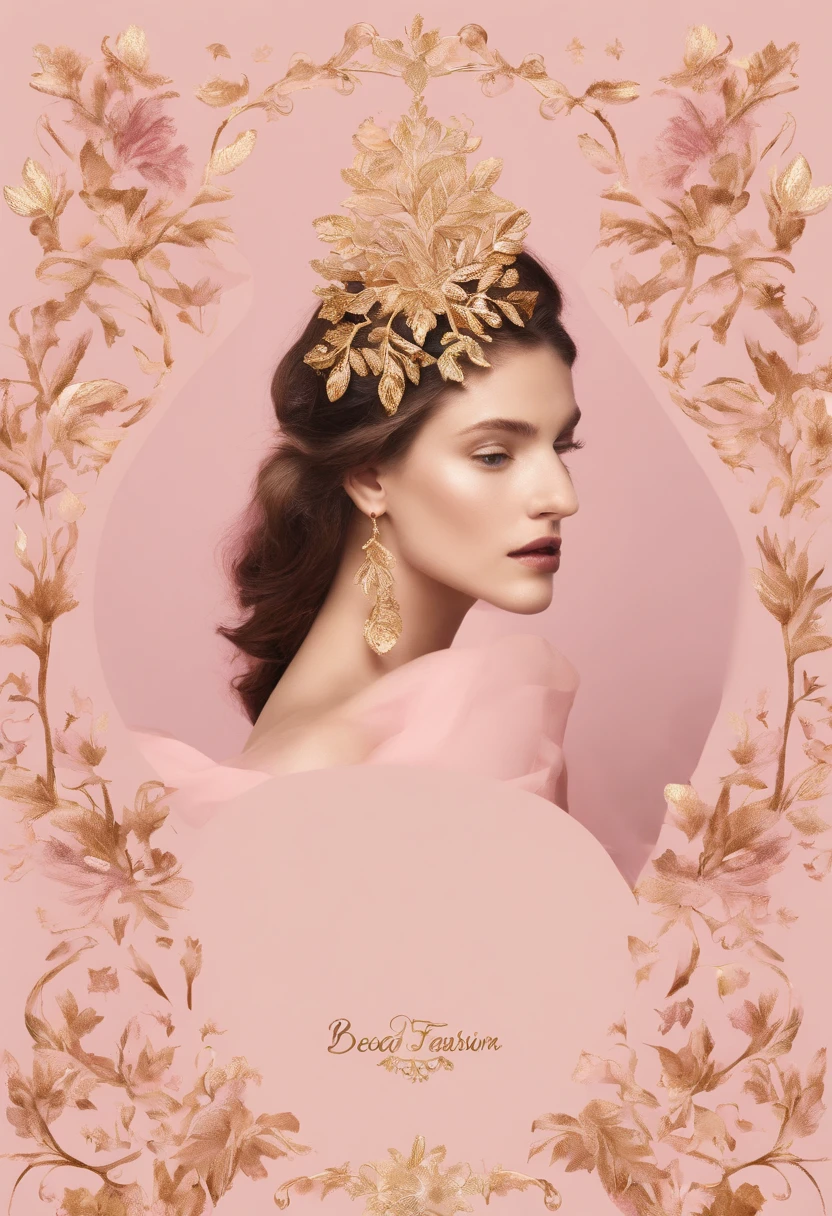 "Design an elegant and eye-catching logo for 'Besda Fashion' that combines pink tones with sophistication and luxury. El fondo debe ser rosa suave. En el centro del logo, coloca dos leones majestuosos en tonos dorados, Flanking a pine forest that symbolizes strength and connection with nature. Add elegant gold or black typography for the name 'Besda Fashion'. Incorpora sutiles ornamentos dorados o rosados para un toque de glamour. El resultado final debe ser un logo impactante que represente la elegancia y el prestigio de 'Besda Fashion'."