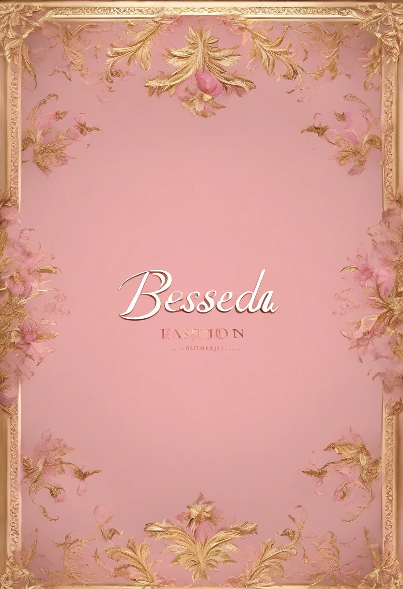 "Design an elegant and eye-catching logo for 'Besda Fashion' that combines pink tones with sophistication and luxury. El fondo debe ser rosa suave. En el centro del logo, coloca dos leones majestuosos en tonos dorados, Flanking a pine forest that symbolizes strength and connection with nature. Add elegant gold or black typography for the name 'Besda Fashion'. Incorpora sutiles ornamentos dorados o rosados para un toque de glamour. El resultado final debe ser un logo impactante que represente la elegancia y el prestigio de 'Besda Fashion'."