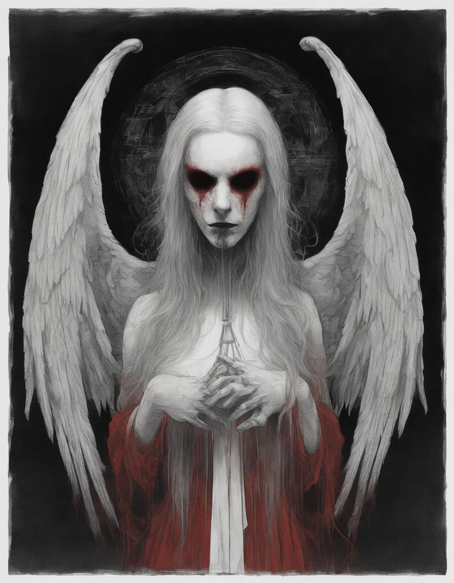 1girl, Malicious divine immortal witch girl goddess siphoning the universe, villain, ((mean)), evil, open mouth, wicked smile, long blond hair, thin, skinny, red eyes burning with magic, looking at viewer, from below, crown, angel wings, magic circle, life stream, masterpiece,