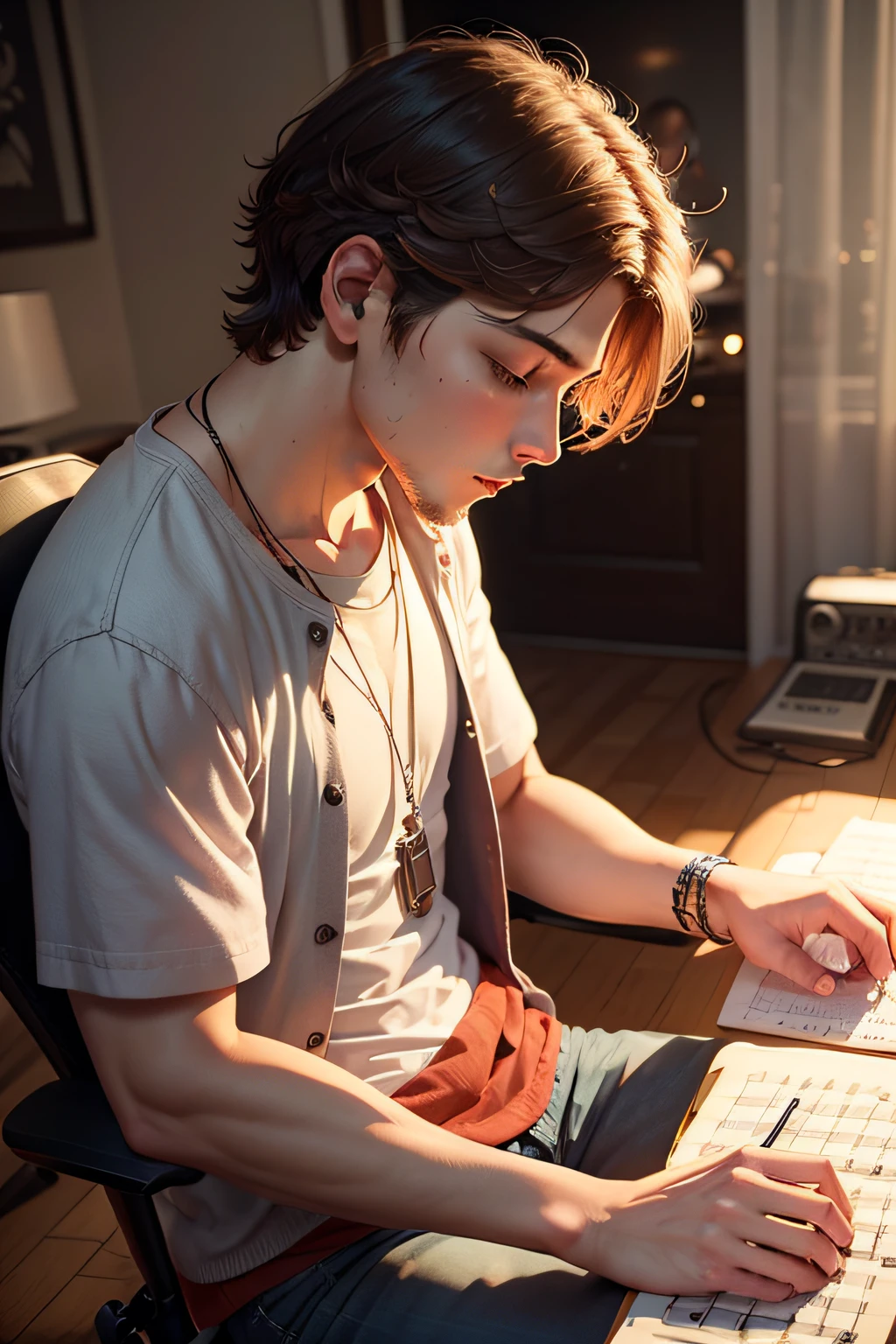 Male writing songs