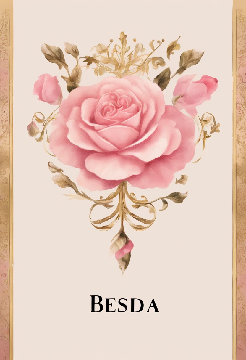 "Design an elegant and eye-catching logo for 'Besda Fashion' that combines pink tones with sophistication and luxury. El fondo debe ser rosa suave. En el centro del logo, coloca dos leones majestuosos en tonos dorados, Flanking a pine forest that symbolizes strength and connection with nature. Add elegant gold or black typography for the name 'Besda Fashion'. Incorpora sutiles ornamentos dorados o rosados para un toque de glamour. El resultado final debe ser un logo impactante que represente la elegancia y el prestigio de 'Besda Fashion'."