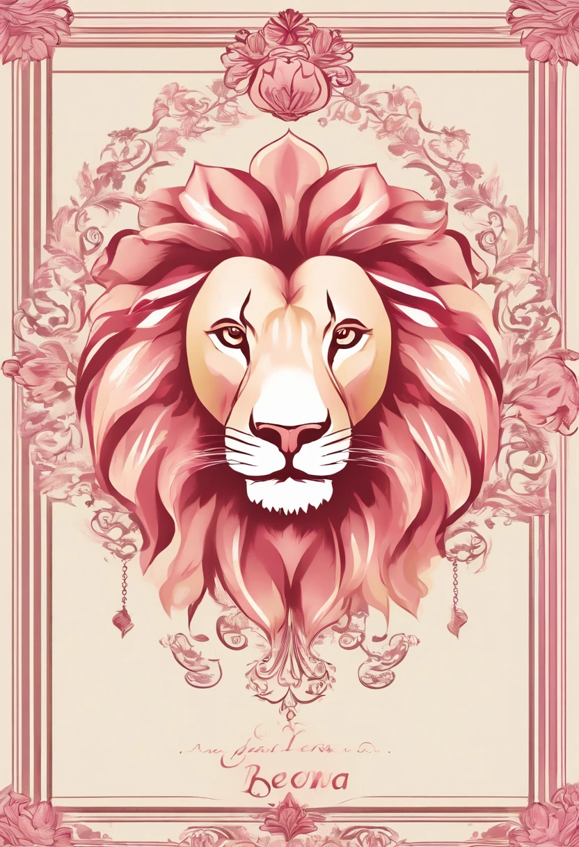 "Design an exceptionally stylish and eye-catching logo for 'Besda Fashion', where pink tones combine with sophistication and luxury. El fondo del logo debe ser de un tono rosa suave y sutil que transmita feminidad y delicadeza.

En el centro del logo, Place a stylized, golden-hued representation of a majestic lion, que simbolice la fuerza y la nobleza. Make sure the lion is the focal point and that its design is elegant and refined.

Under the Lion, Use a font in a golden or black tone, que sea legible pero que tenga un toque de estilo. The name 'Besda Fashion' should be designed so that it integrates harmoniously with the lion and pink background.

To add an extra touch of glamour, puedes incorporar detalles sutiles de ornamentos dorados o rosados que enmarquen el logo de manera elegante. El resultado final debe ser un logo impactante que combine la elegancia de los tonos rosados con la prestigiosa imagen de 'Besda Fashion'."