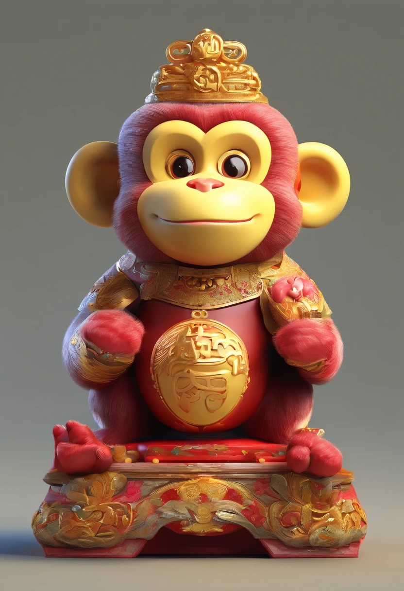 Cute monkey toy,monkey Cultural Creativity,Chinese Forbidden City elements,Traditional culture,3D style,Brilliant colors,finetextures