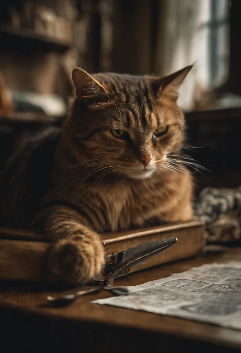 Cat playing Rubik's cube, van gogh style, high resolution