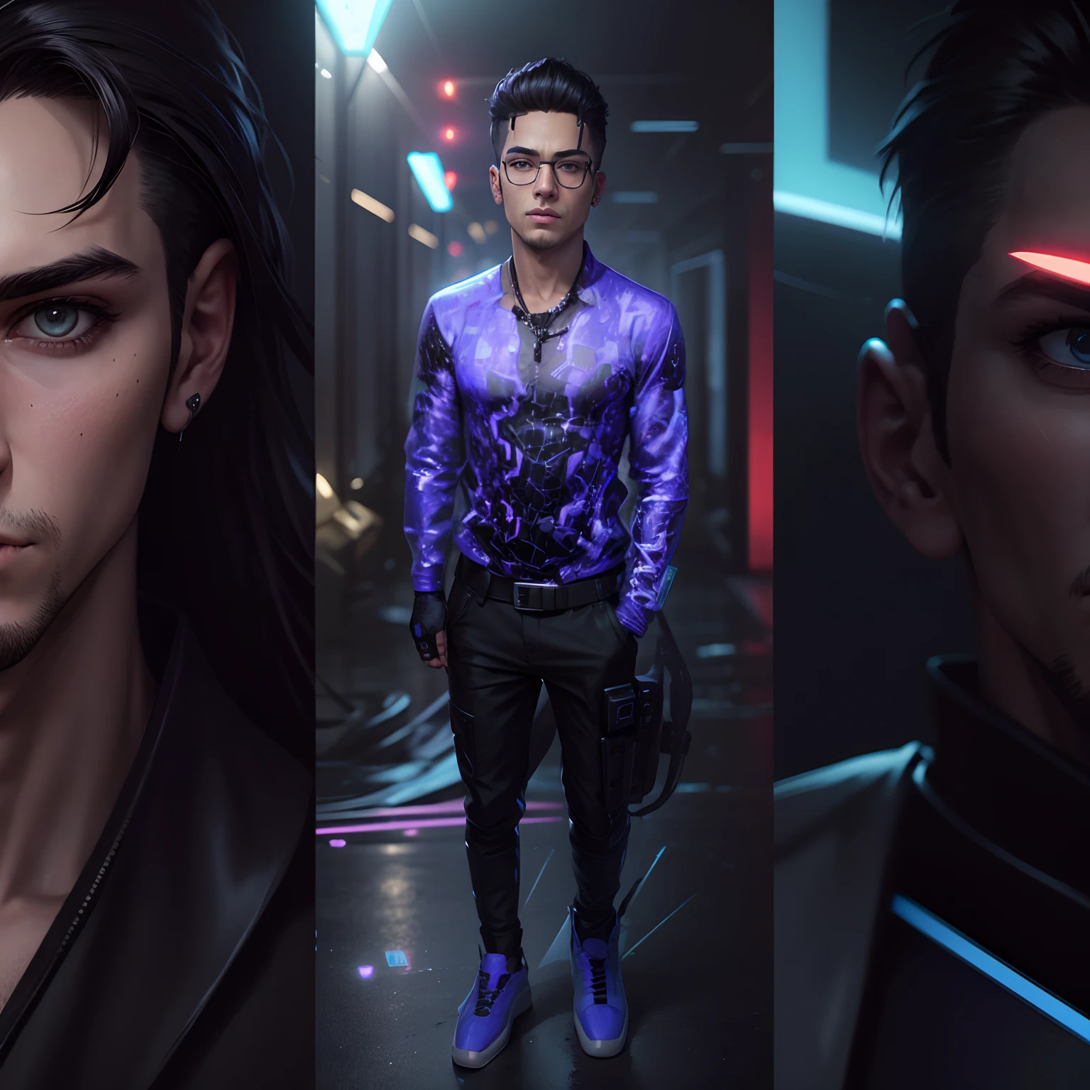 Change background cyberpunk handsome boy, realistic face, 8k ultra realistic