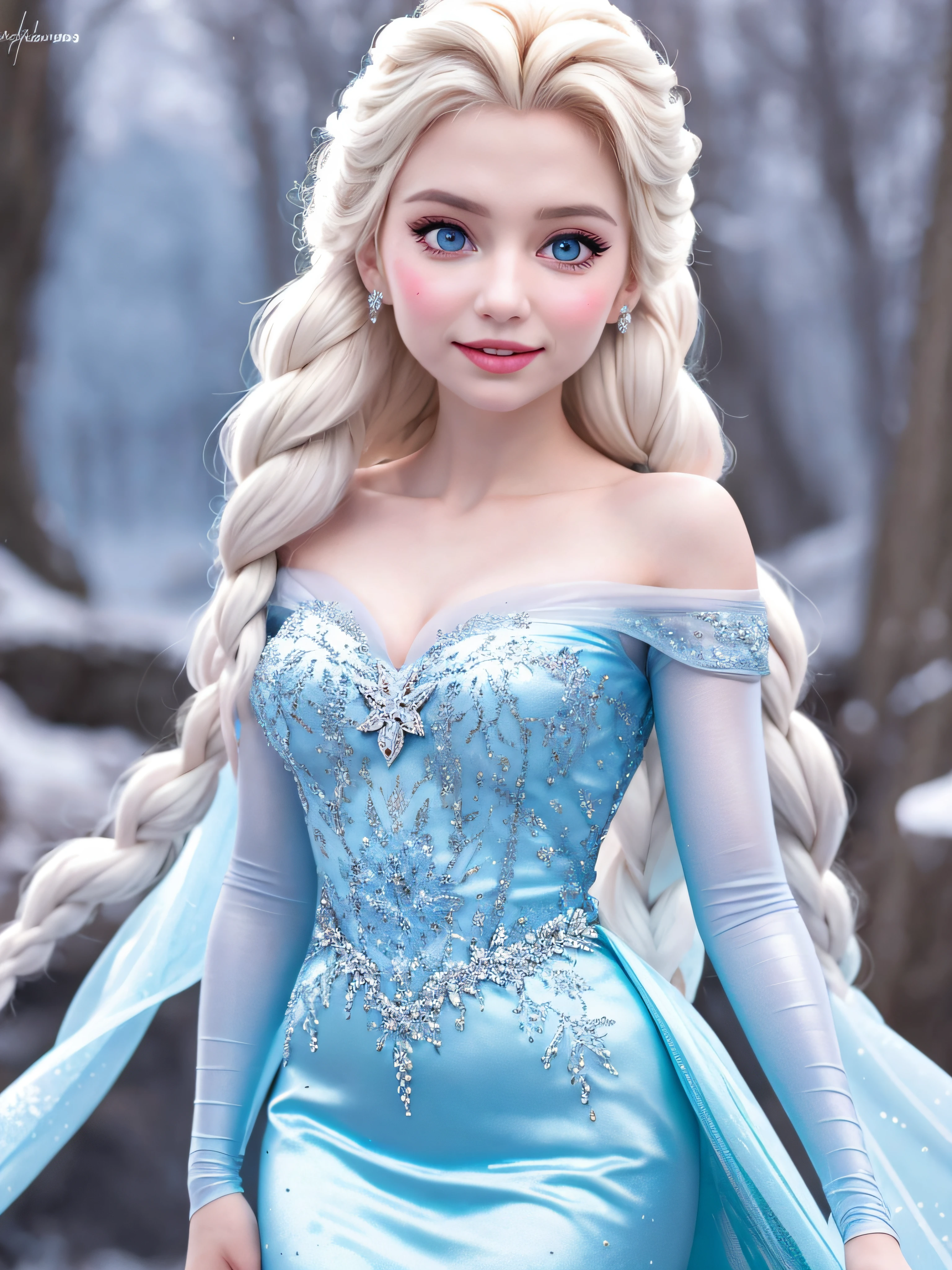 Elsa from Frozen con bragas blancas y sujetador rosa, una chica
