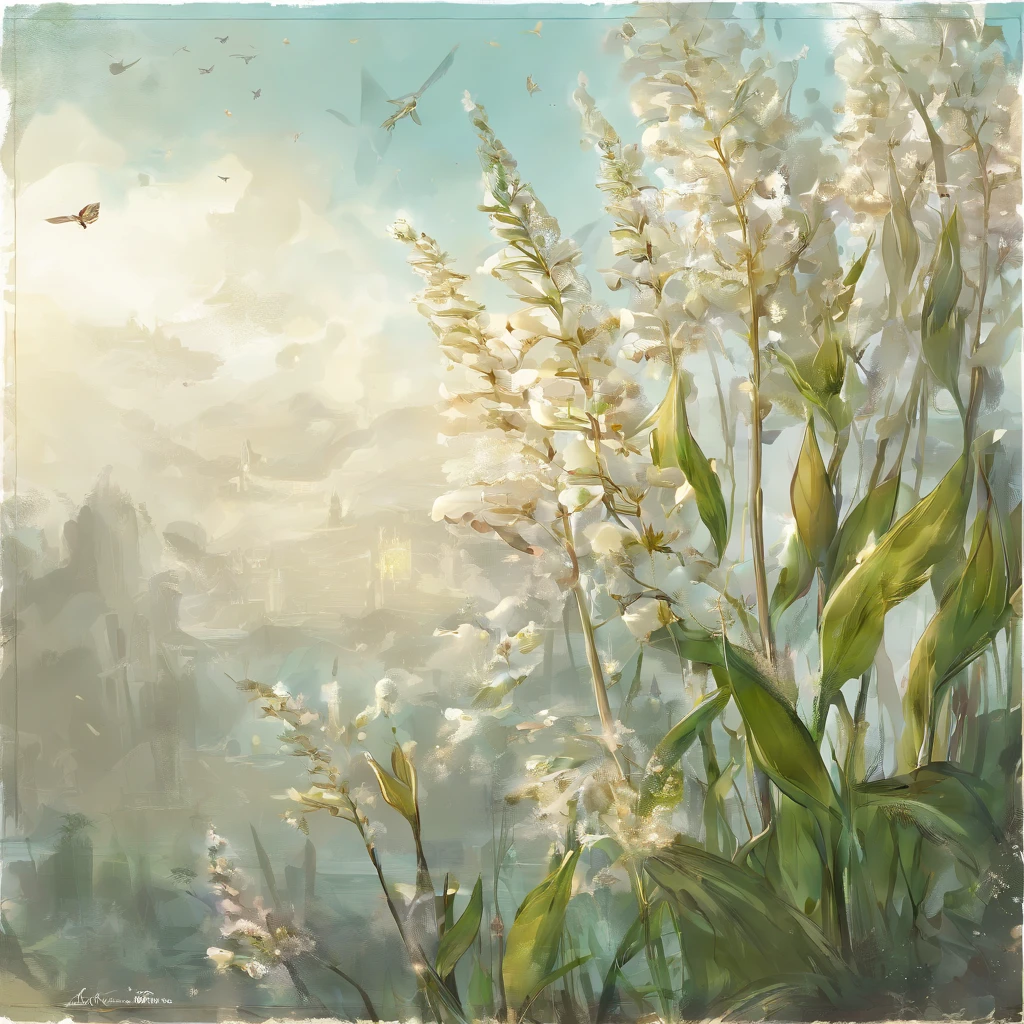 A light February breeze whispers through stems holding cardamom buds, announcing the arrival of spring, masterpiece, best quality