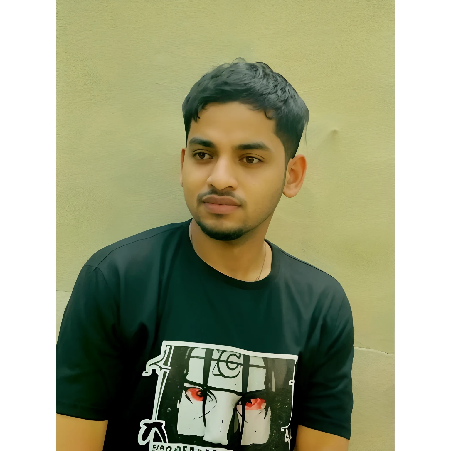 there is a man that is standing in front of a wall, with accurate face, portait photo profile picture, in tshirt, potrait, mid shot portrait, riyahd cassiem, from 8 k matte, mohamed chahin style, taken in 2022, high quality portrait, ayan nag, accurate depiction, front profile!!!!, headshot profile picture