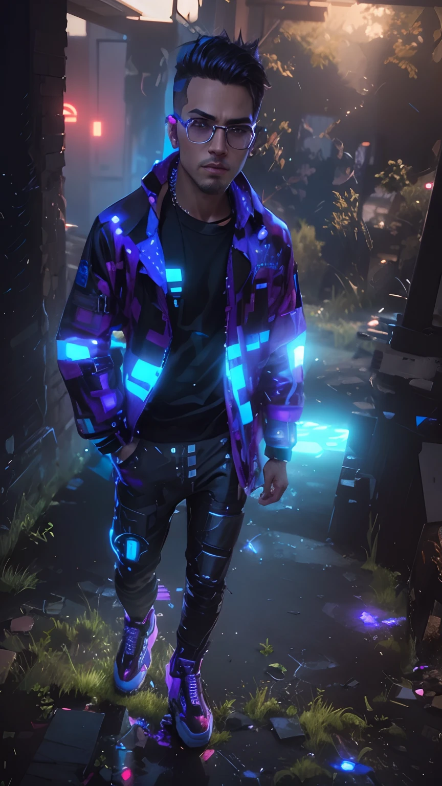 Change background cyberpunk handsome boy, realistic face, 8k ultra realistic