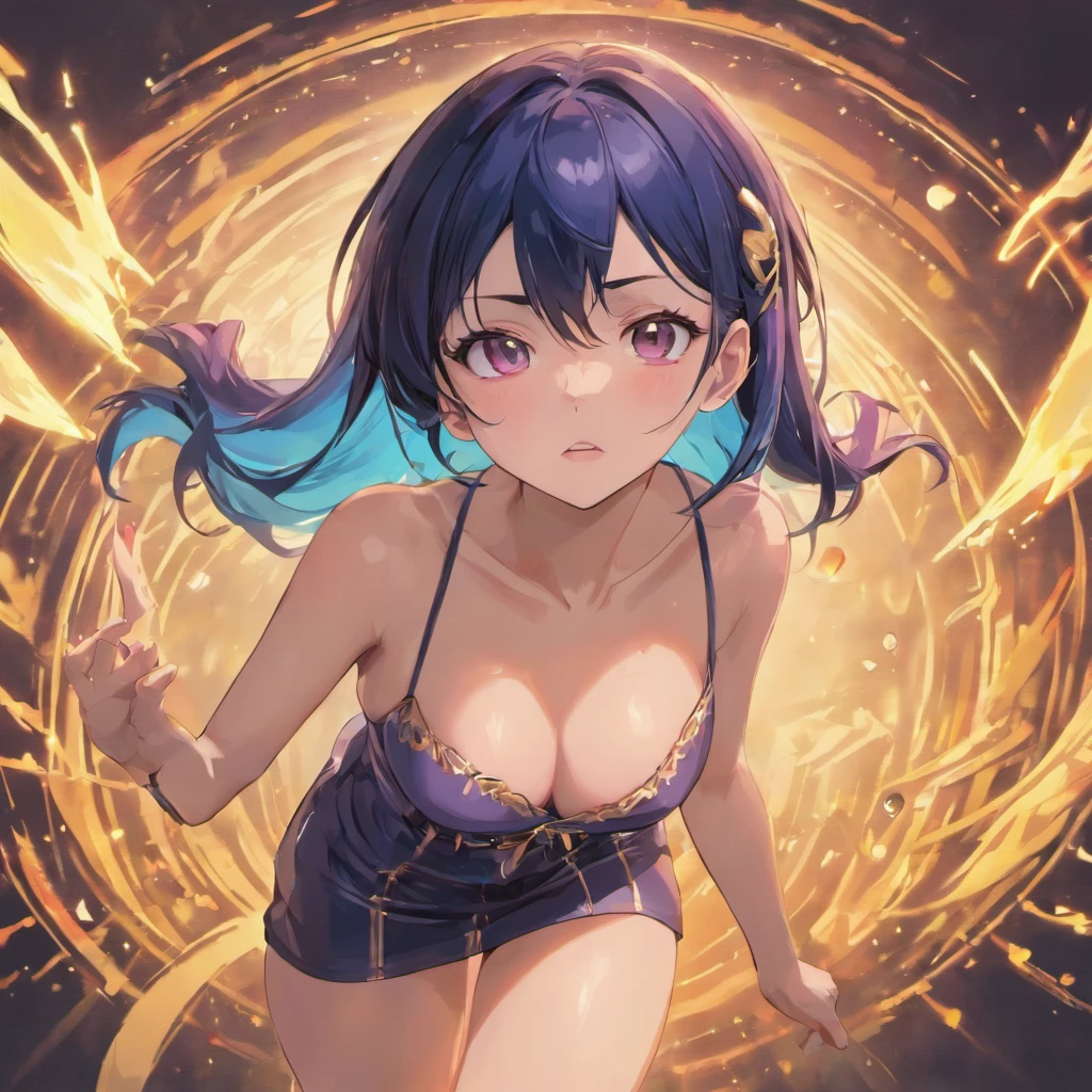 (best quality,4k,8k,highres,masterpiece:1.2),ultra-detailed,realistic,physically-based rendering,portrait,nico robin,black hair,blue eyes,big breasts,dark wide pupils,hoop earrings,heart-shaped pupils,thighhighs,pov from above,vivid colors,sharp focus,HDR,studio lighting