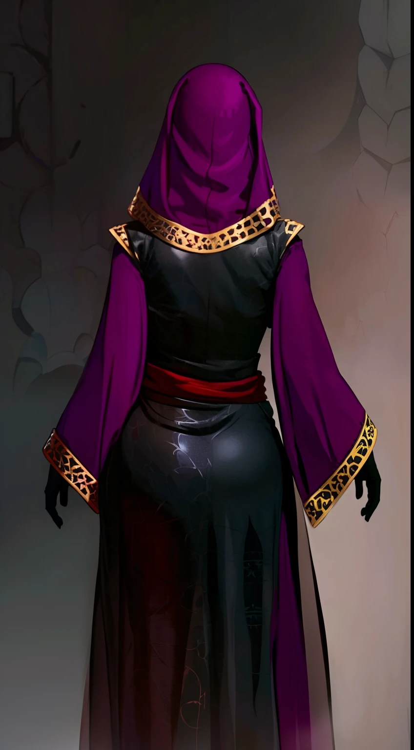 Visas Marr, Robe, Dress, Hood, Covered Eyees, Black Gloves, Black Footwear, Wallpaper, back of view