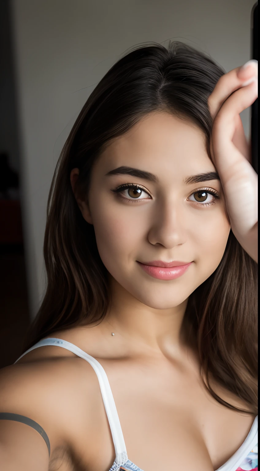 A girl showing her bobbis 
