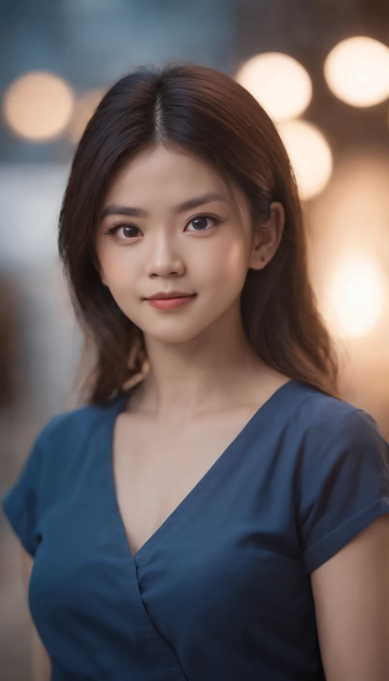 Goku,masutepiece, (((Realistic, 8K, Best Quality))),Realistic, Asian Girl, Smile, give, Orange GI, Dark blue short-sleeved undershirt,grin、Hair is prickly!My hair is twitchy.、realistic