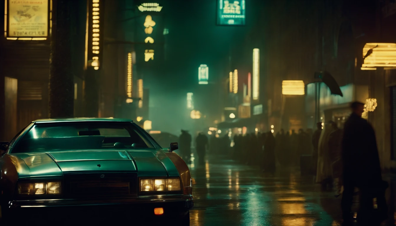Um quadro fixo, paisagem urbana da cidade futurista do filme Blade Runner (1982). cinemactic. 8k. disco Rigido. alta qualidade.