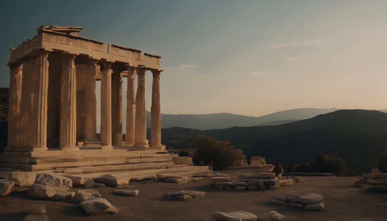 cinemactic, deus grego Eros (Cupido) 25 years in the temple of the Olympian gods during ancient Greece, asas realistas brancas, mitologia grega, foco nítido, qualidade 8k