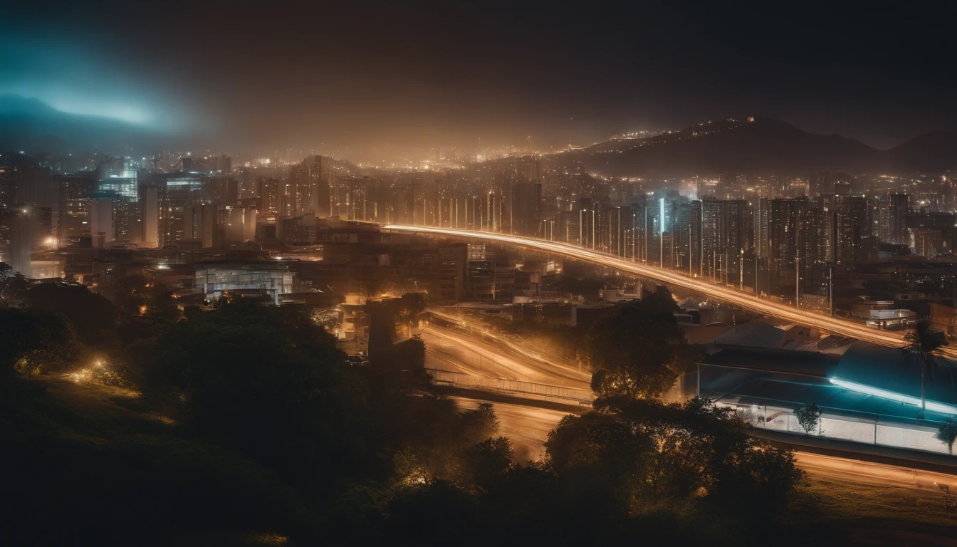 Um quadro fixo, paisagem urbana da cidade futurista. cinemactic. 8k. disco Rigido. alta qualidade.