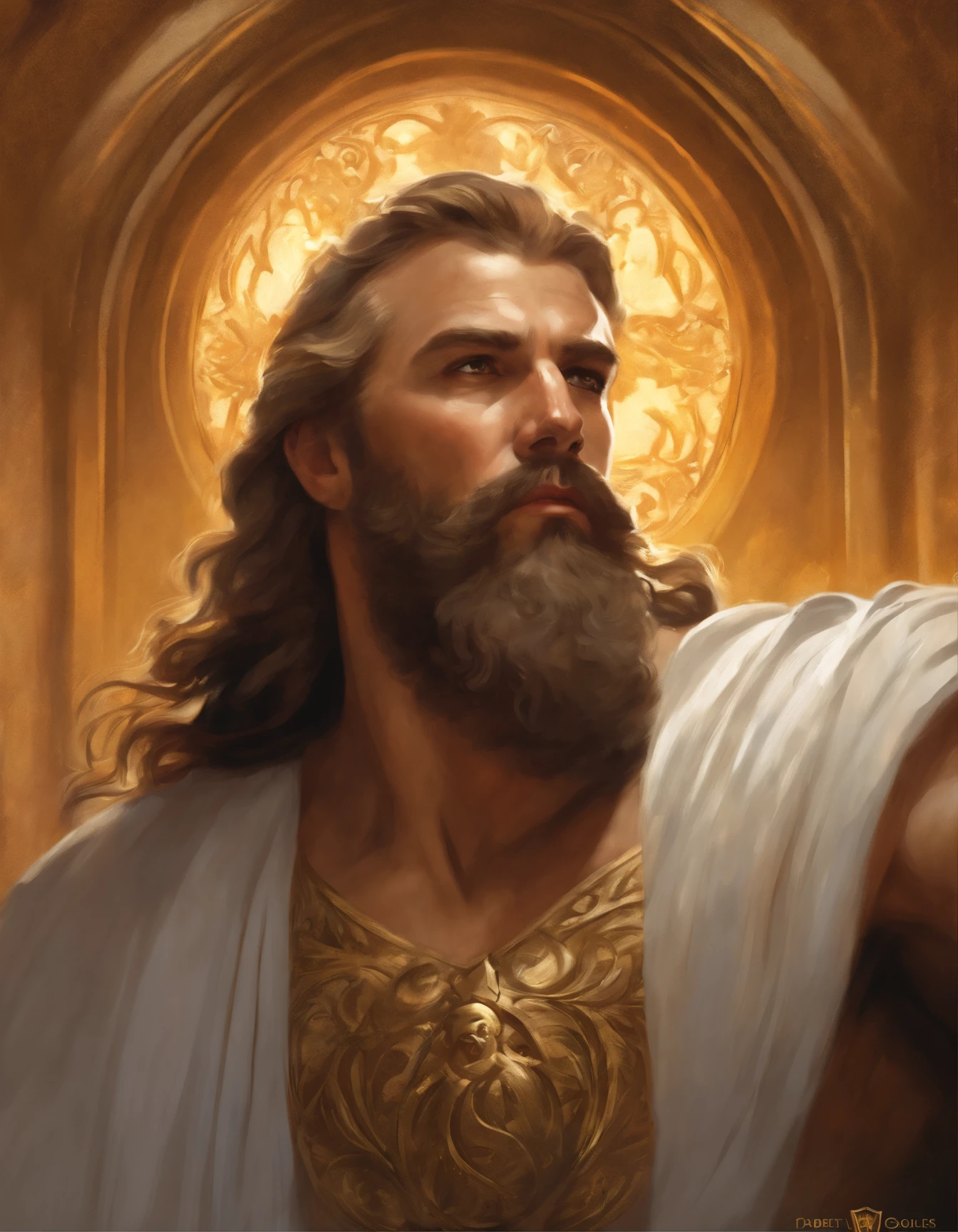 Portrait of an elegant stout mighty God unleashing all his powers, digital painting in the style of Robert Liberace, dynamic action poses of stout zeus, god of thunder, greek god, blond hair, male, mature, handsome, upper body, muscular, hairy torso, fantasy, intricate, elegant, highly detailed, digital painting, art station, concept art, soft, sharp focus, illustration, art by Robert Liberace, Gaston Bussiere and Alphonse Mucha, klimt, art deco