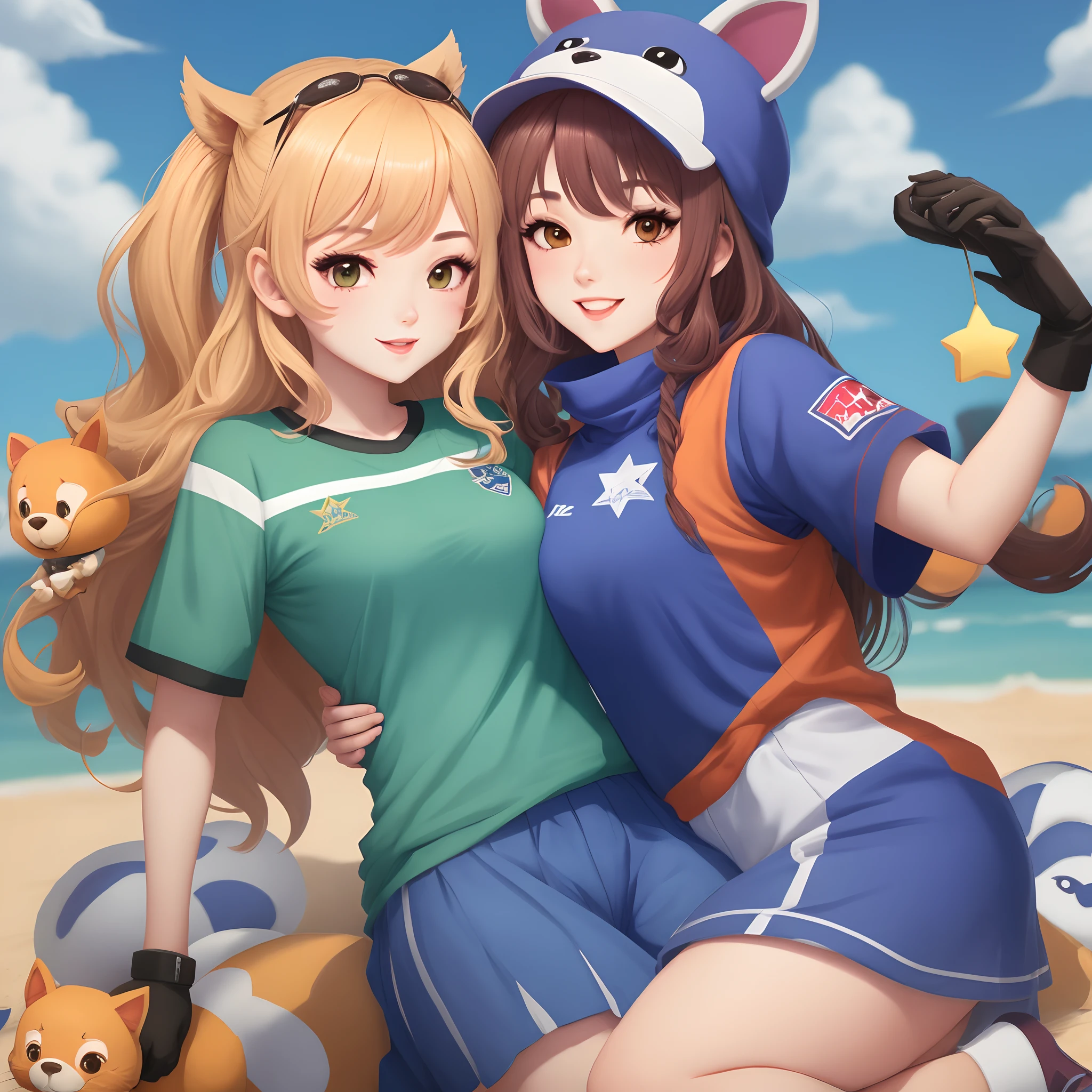 Personagem cacheada mulher 2d do jogo brael stars com mascote de torreta