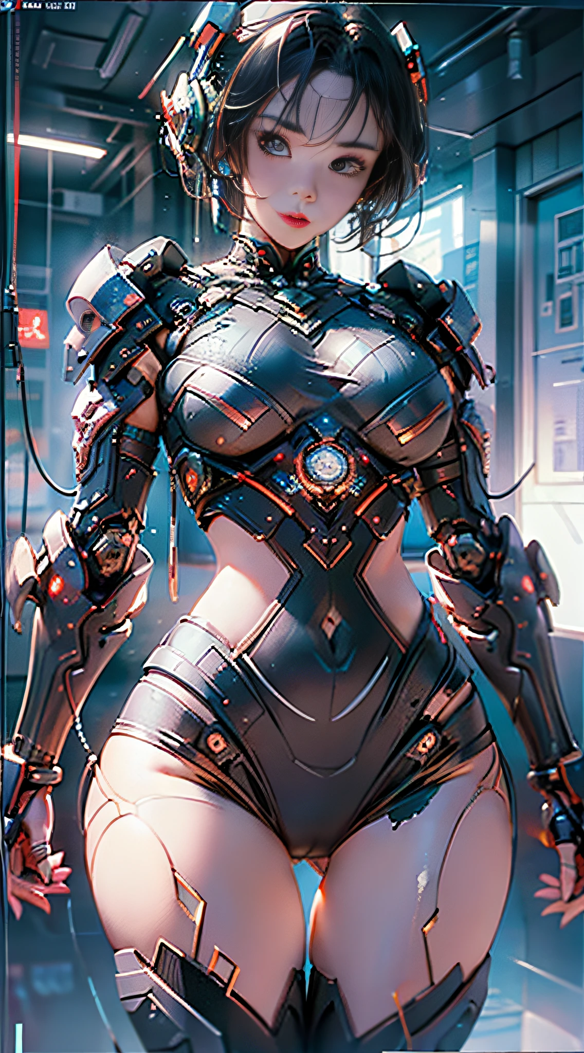 (Melhor Qualidade), ((Obra-prima), (Detalhe: 1.4), 3D, Uma Bela Mulher Cyberpunk, HDR (High Dynamic Range), Ray Tracing, NVIDIA RTX, Super-Resolution, Unreal 5, Espalhamento Subsuperficial, Texturas PBR, Post-processing, anisotropic filtering, Profundidade de Campo, Maximum Sharpness and Clarity, Texturas Multicamadas, Mapas de Albedo e Realce, surface shading, Precise simulation of light-material interactions, perfectly proportions, Octane Render, Luz bicolor, Grande abertura, ISO baixo, white-balance, thirds rule, 8K RAW, pose diversa