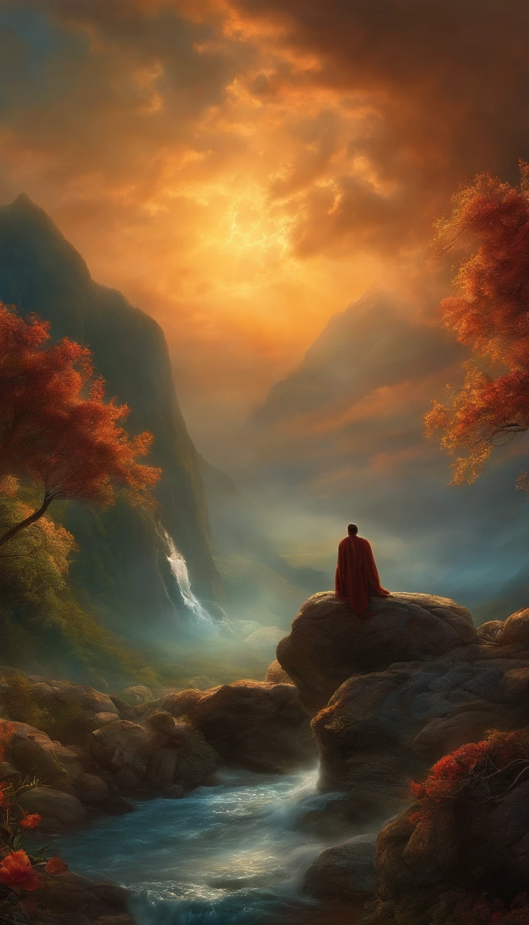 An artistic representation showing God observing His creation and declaring that "it was very good."