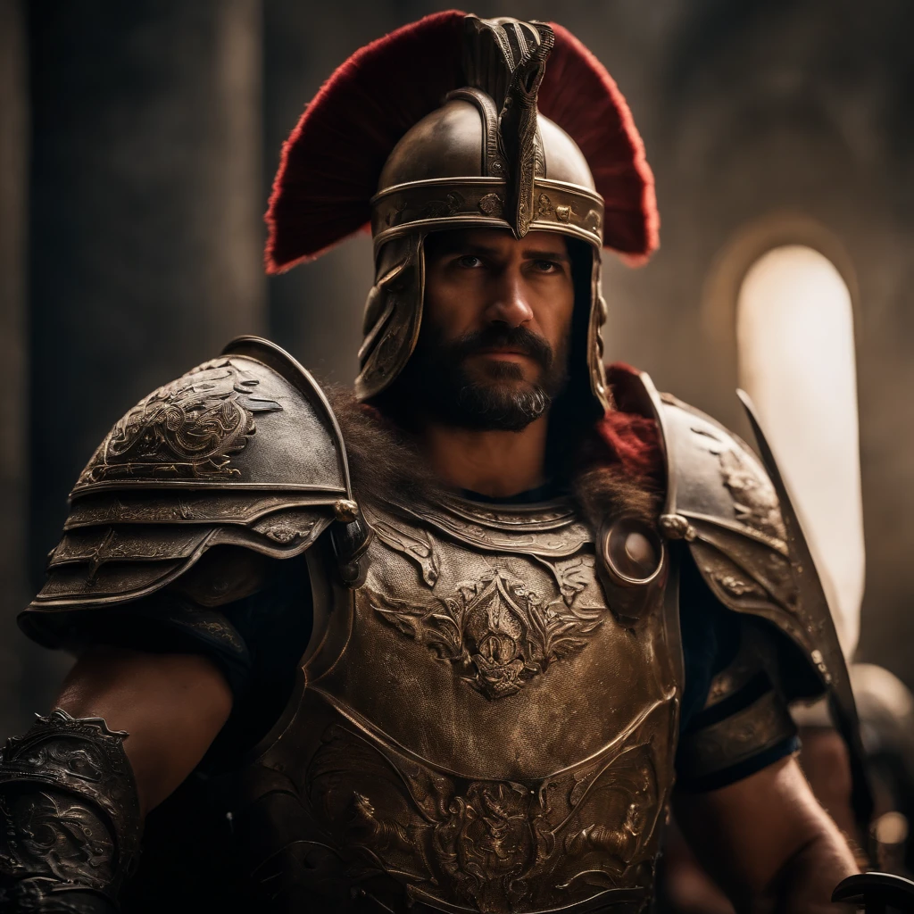 Foto de corpo inteiro de Ares Deus da guerra com 35 anos, mitologia grega, foco nítido, qualidade 8k