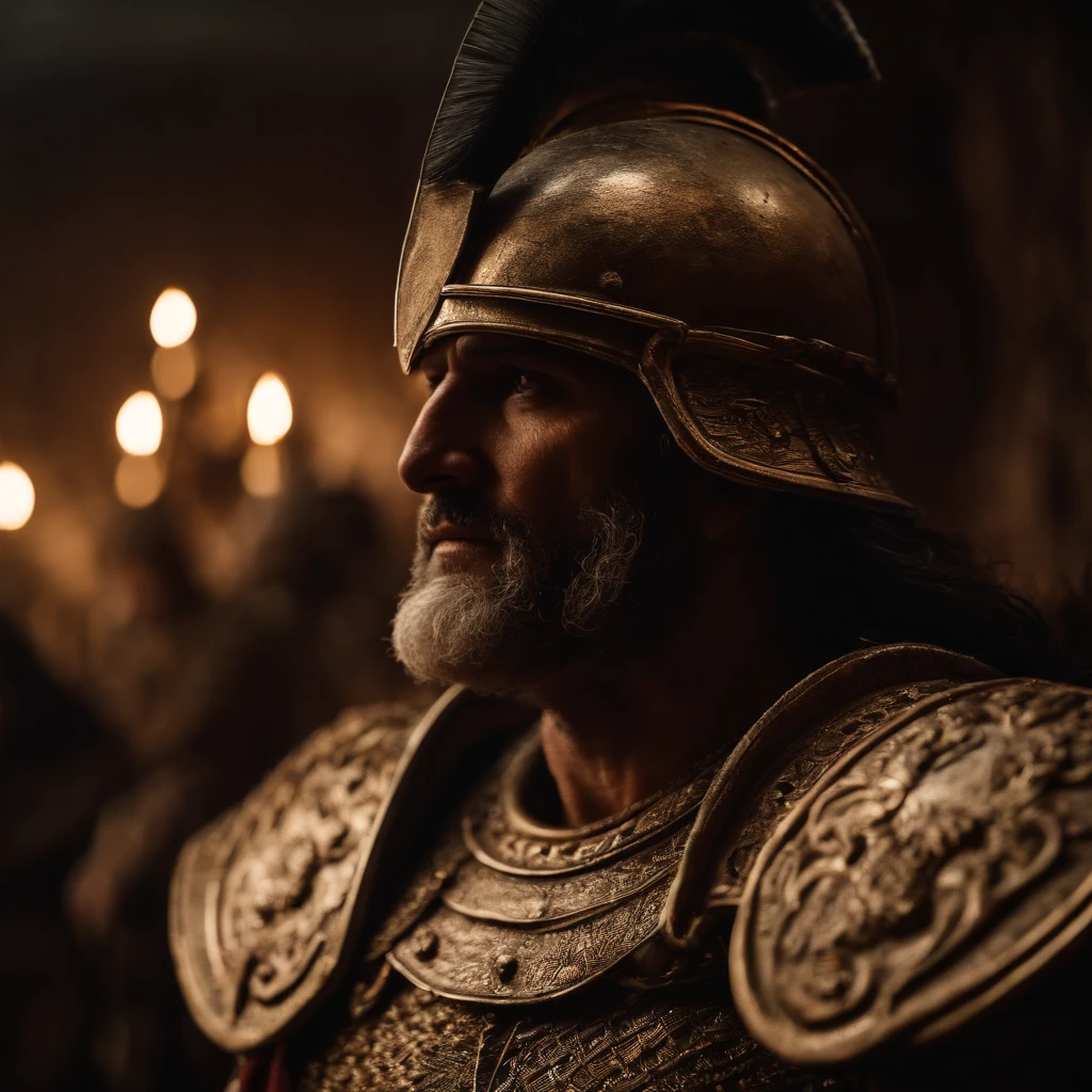 Foto de corpo inteiro de Ares Deus da guerra com 35 anos, mitologia grega, foco nítido, qualidade 8k