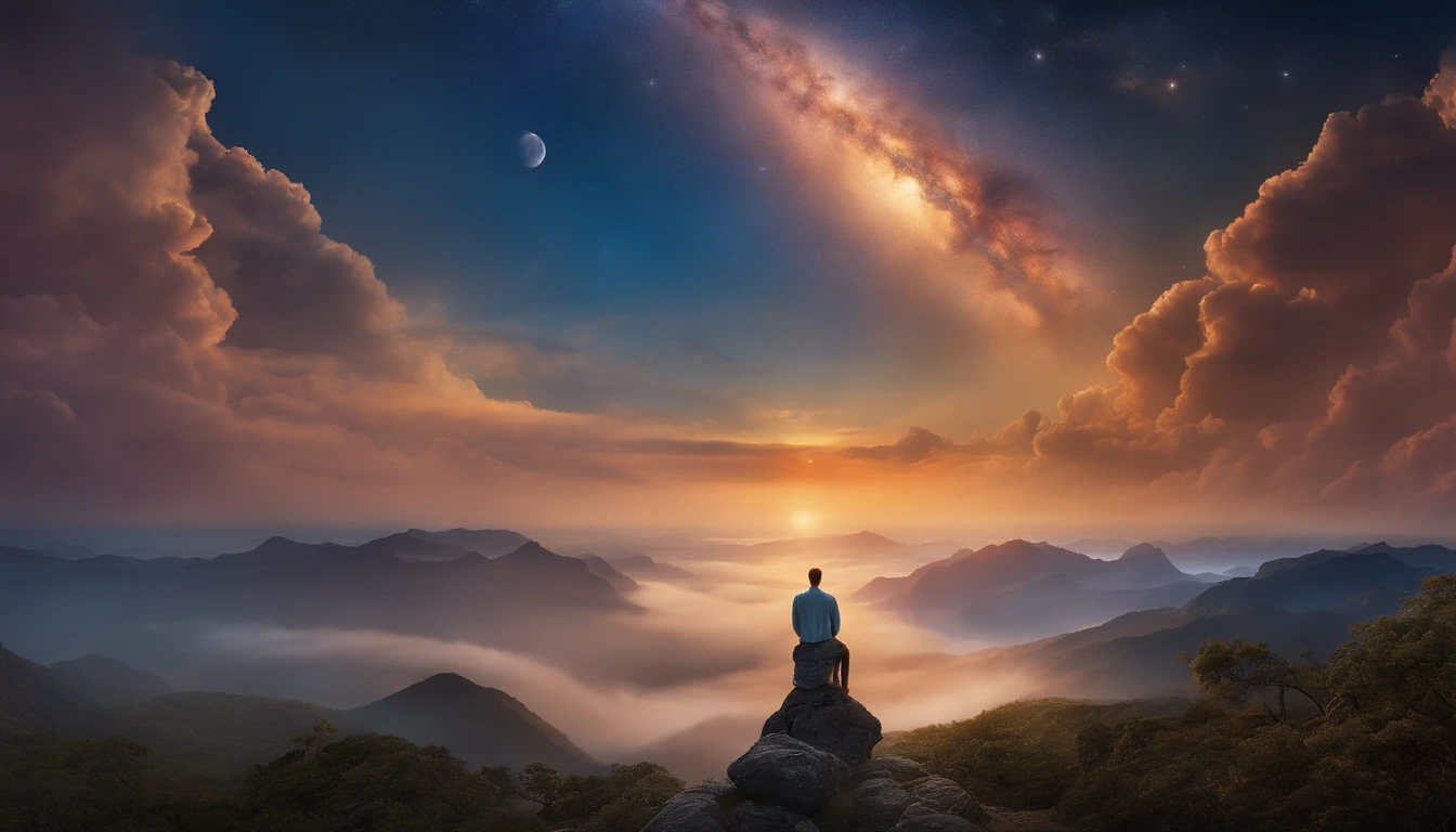 An artistic depiction that shows God observing His creation and declaring that "era muito bom".
