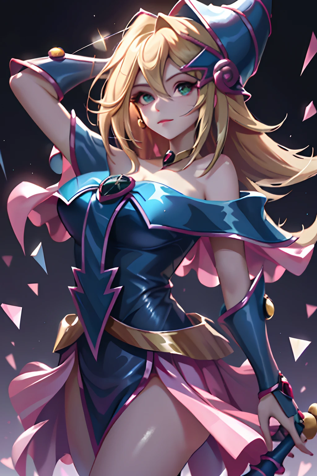 (obra maestra, mejor calidad; 1.3), CG extremadamente detallado, ultra detallado, 1girl dark magician girl, solo, sonrisa, mirando al espectador, elegante ungle, cabello largo rubio, ojos azules,
SV1, uniforme de dark magician girl, guantes de codo, tiara, cuello de marinero Rubio, lazo rojo, gargantilla naranja, guantes blancos, joyas, desde arriba,
muchos corazones, enfoque facial, Venus, tornado, fondo abstracto, tormenta de corazones, rayo de haert, heart bubbles, Heart balls, estrellas haert, Heart flowers, LIGHTS OF THE HEART, heart world, heart background, fondo de la galaxia, heart weapon, Aura of the heart, magia. Dark magician girl hot