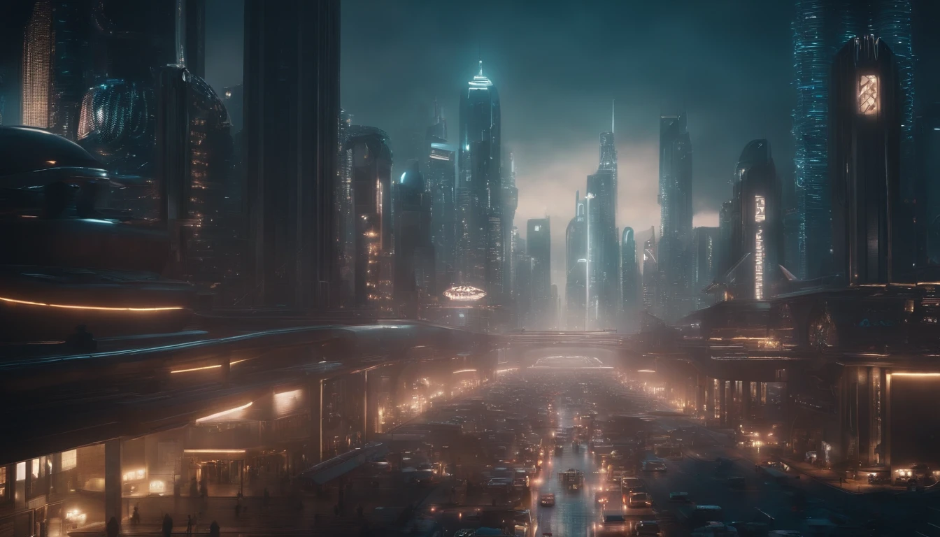 A city with lots of tall buildings and lights in the middle - SeaArt AI