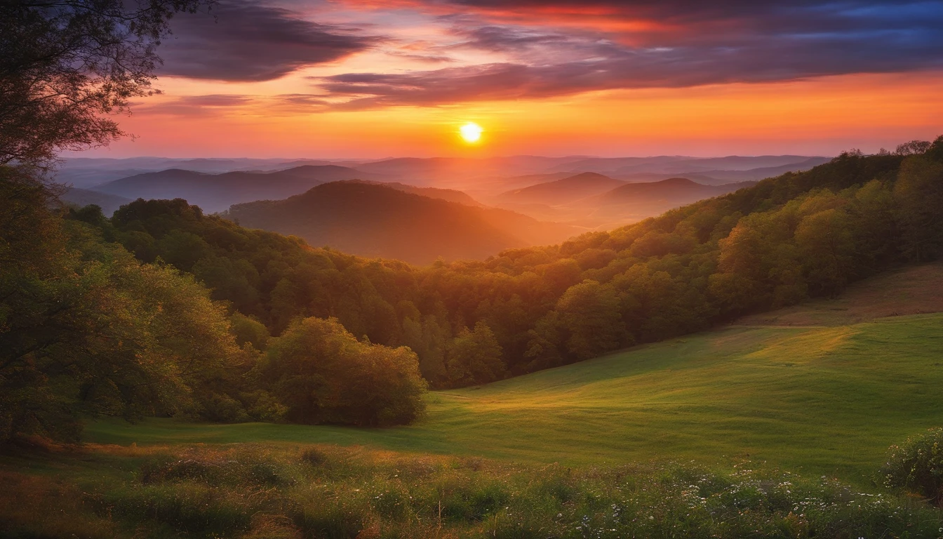 Landscape with sunset