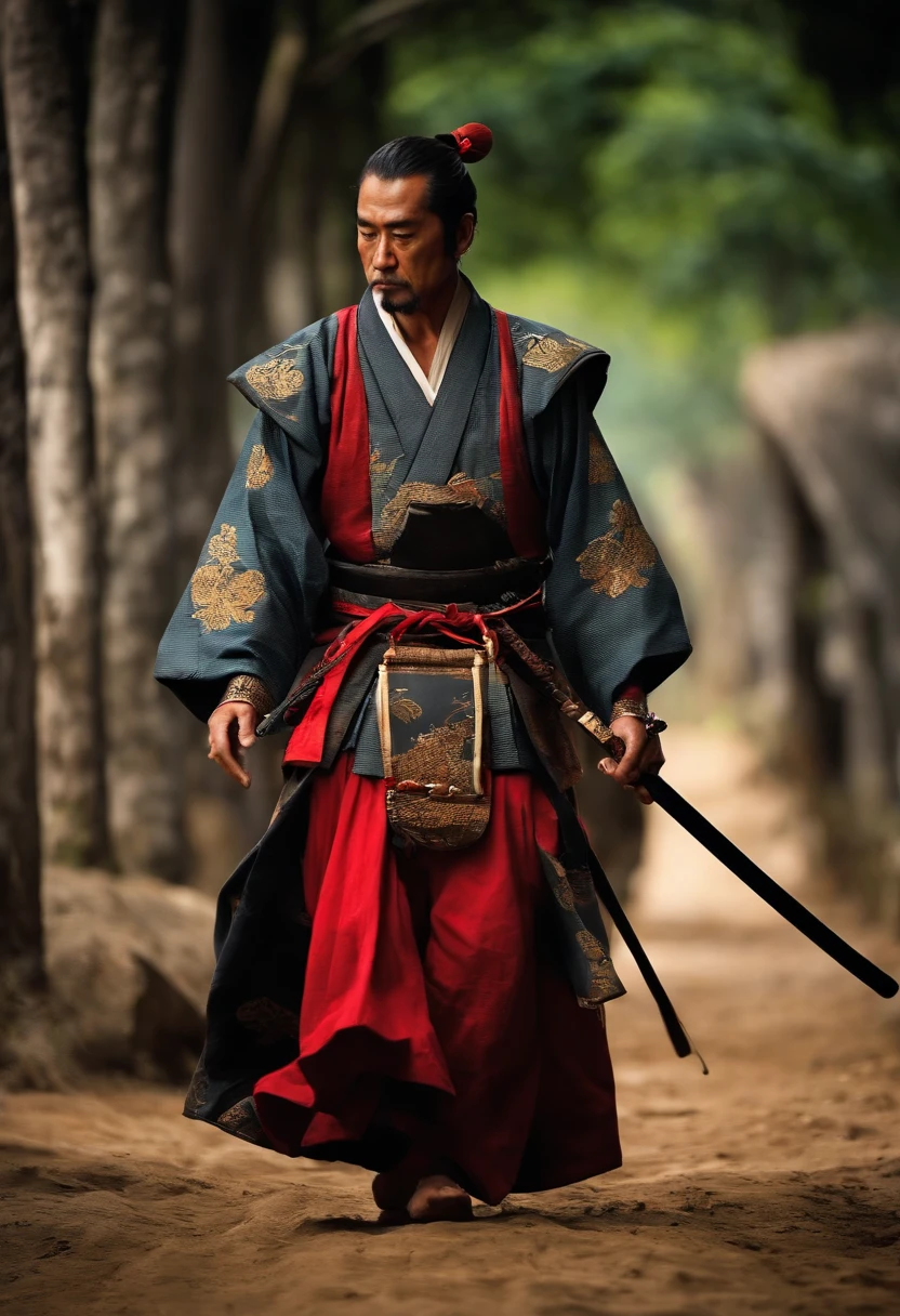 Um Samurai virtuoso, perdido no tempo em um mundo de desordem; where principles, Values and good customs no longer exist and are no longer honors. sad and lonely, Living by Your Moral Code, He follows the walk with his shoulders girded in a deep spiritual depression