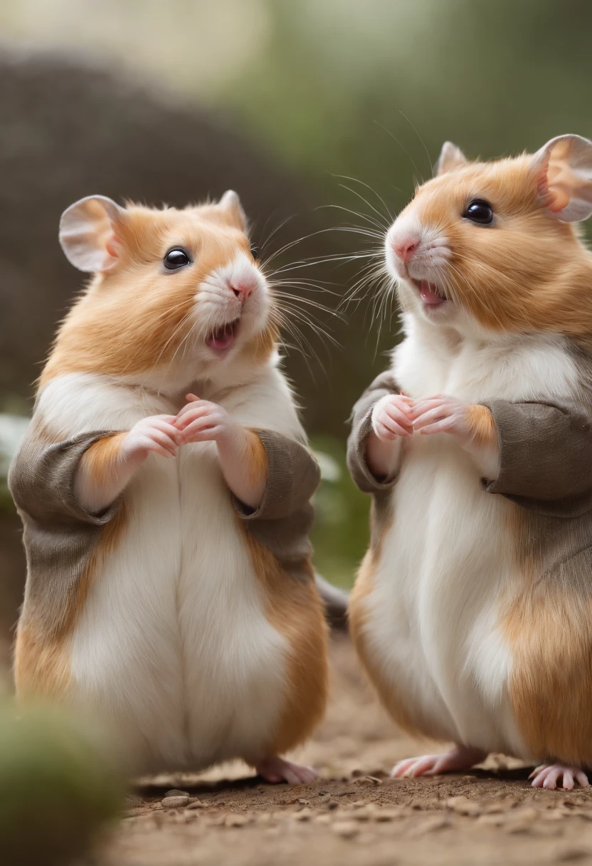 highly detailed illustration featuring hamsters in battle, stephen bliss, unreal engine, fantasy art by greg rutkowski, global illumination, radiant light, detailed and intricate environment, hamsters, hamsters holding rifles, hamsters dressed in battle gear