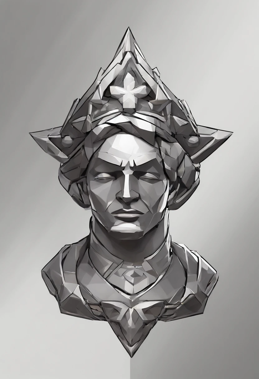 Game medallion with closeup of metal human head with crown,, Estilo de Arte Hearthstone, arte estilo hearthstone, Arte conceitual de Hearthstone, Arte conceitual do jogo Riot, Estilo de League of Legends, iconic character splash art, Coroa de League of Legends，Emblema do jogo，Penas de metal circundantes，Ouro roxo，C4D render，menos detalhes，Reduzir a finura