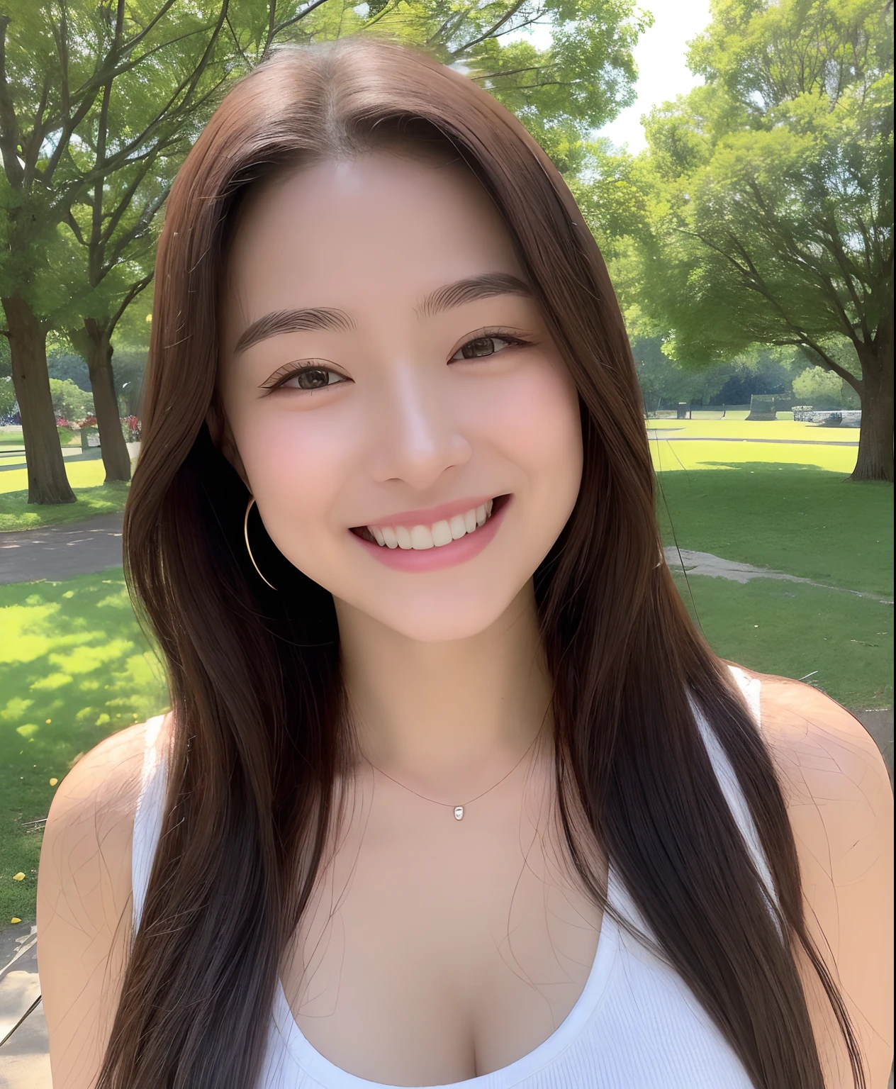 seed:2020674263.((Full body angle:1.1)).((Highest quality, 8k, masterpiece:1.3)), ((from below:1.1)).concentrated:1.2, Perfect body beauty:1.4, Hips:1.2, ((Delicate Hair)), (Colorful bikini :1.1) , ((Highest quality、8k、masterpiece:1.3))、1 Girl、A sloppy smile、Esbian all over body、Slim face、Big 、Beautiful woman、(Dark Brown Hair)、Long Hair、1.1、Flickering Valley、Detailed eyes、double eyelid、Blurred Background、超Slim face、Smile、Looking down、Poolside、