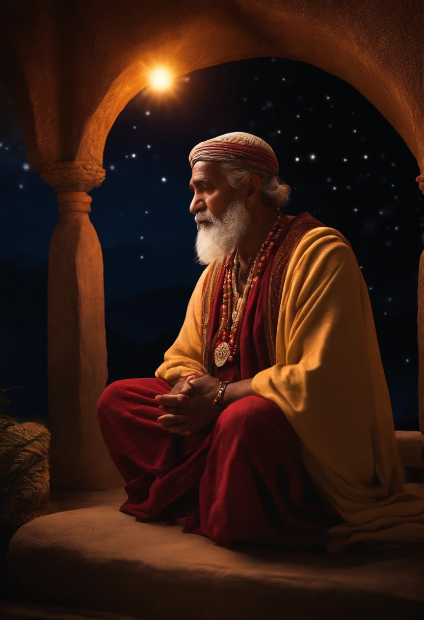 wise man praying at night