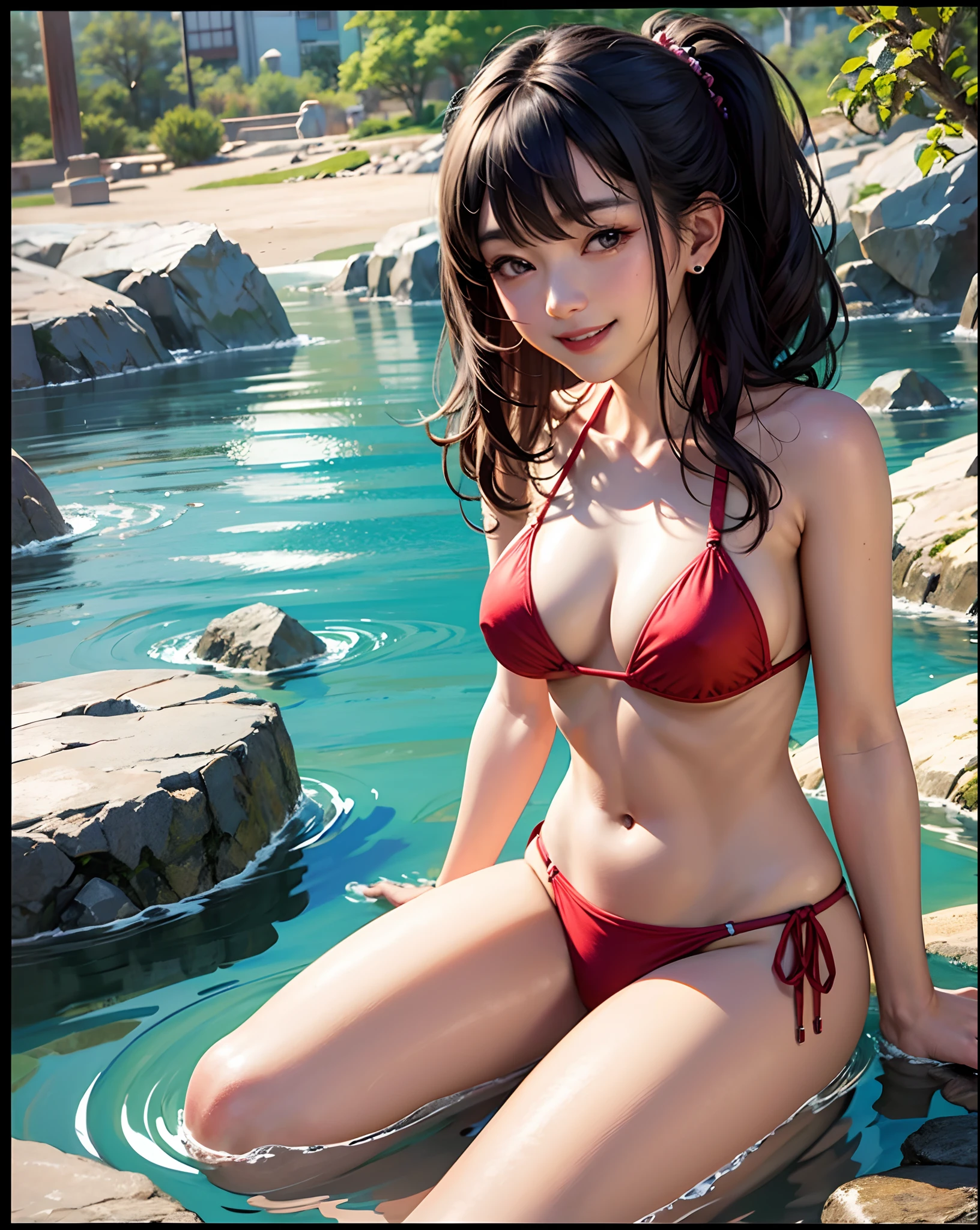 smiling asian wearing bikini --auto --s2
