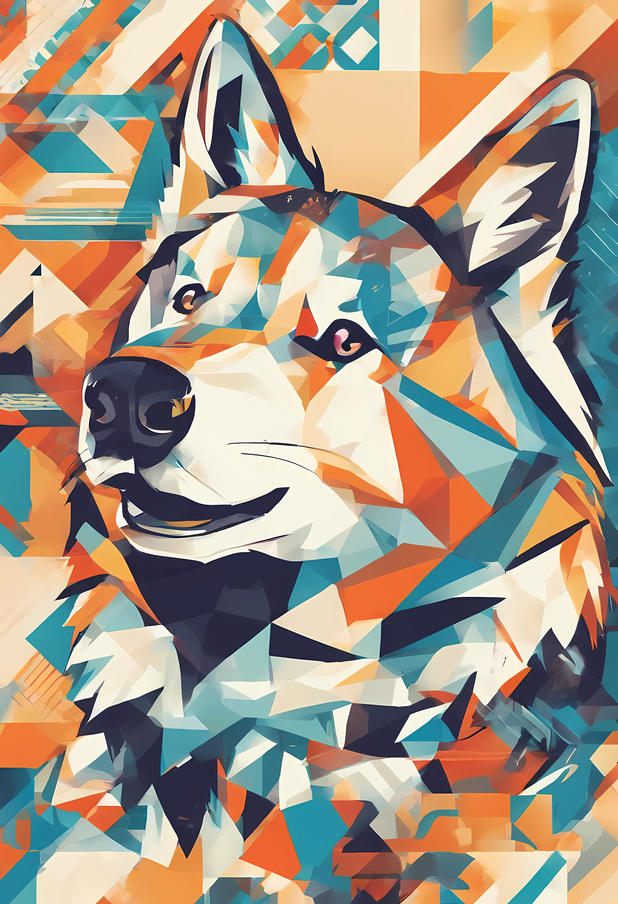 (Nvinkpunk:1.2) (Estilo SNTHWVE:0.8) um cachorro Husky Siberiano branco, onda de luz, Sunny sky with lots of clouds, intrincado, altamente detalhado