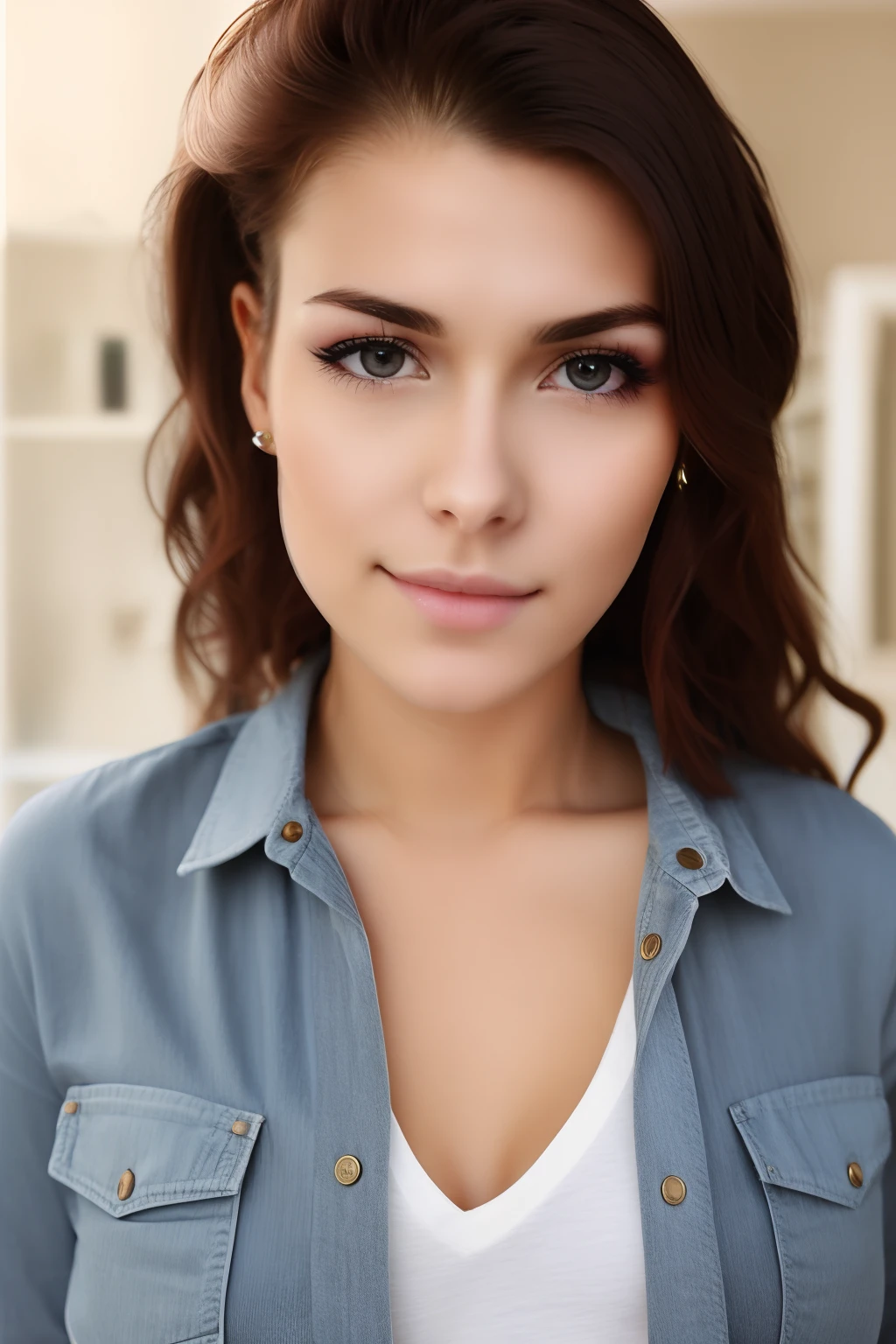 a photo of a woman, casual dressed, realistic skin