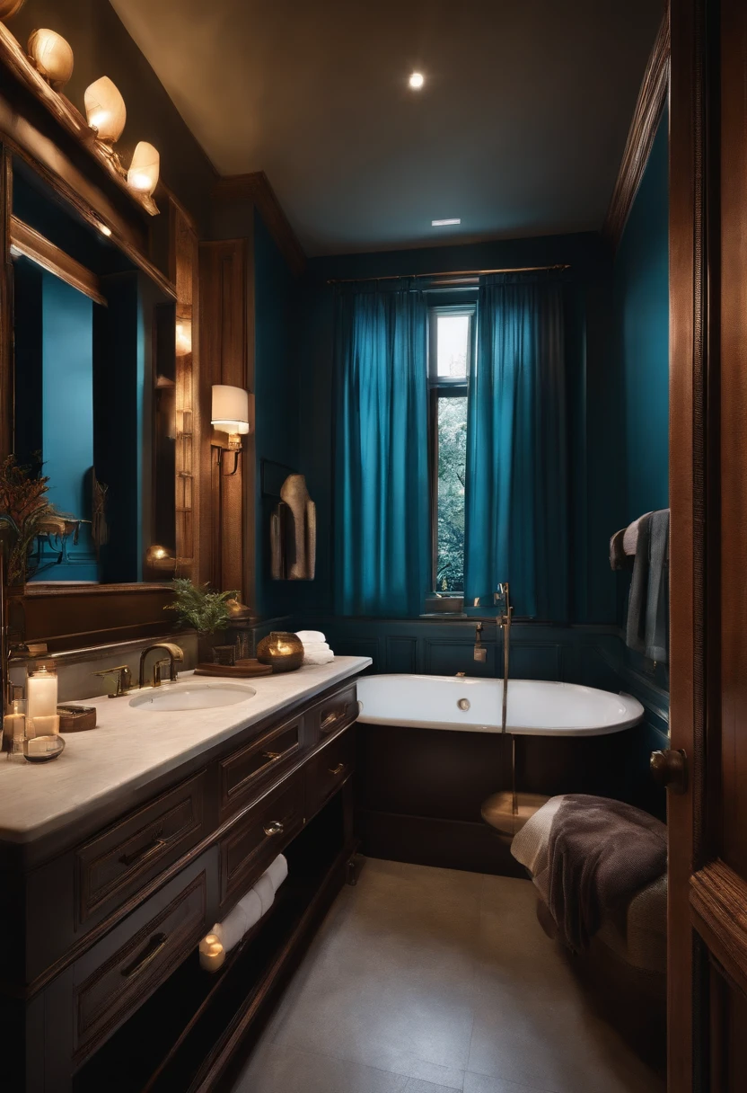 Mounted tv in bathroom realistic