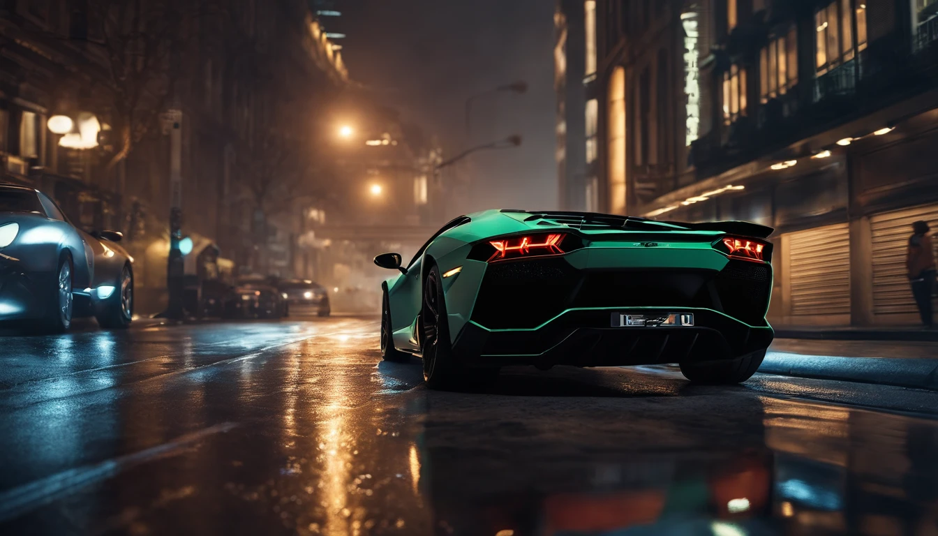 a close up of a lamborghini car parked on a city street, wallpaper mobile, cinematic poster, phone wallpaper, like matrix, motivational poster,black color lamborghini car,  money raining from the sky,cinematic 4 k wallpaper, cinematic 4k wallpaper, matrix lut, poster!!!, gta v poster style, automotive photography, cinematic matte illustration, matte digital illustration, amazing wallpaper, matte painting movie poster, gta loading screen art, desktop wallpaper 4k 16:9