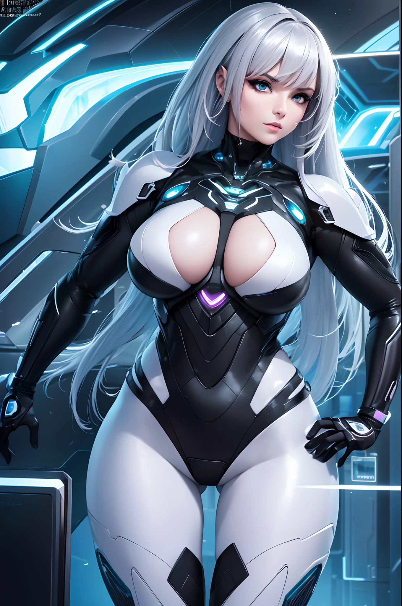 (best quality, 4k, 8k, highres, masterpiece:1.2), ultra-detailed, (realistic, photorealistic, photo-realistic:1.3), digital art, cyberpunk style, vibrant colors, futuristic lighting, rainbow background, cyborg technology, excessive details, neon accents, shiny silver highlights, delicate facial features, dynamic body pose, energetic atmosphere, surreal beauty, eye-catching composition, high-tech elements, reflective surfaces, immersive experience, brilliant highlights, flawless skin texture, impeccable symmetry, intricate patterns, alluring gaze, perfect proportions, enticing aura, captivating presence, technological advancements, innovative aesthetics, captivating curves, mesmerizing allure, radiant energy, cybernetic enhancements.