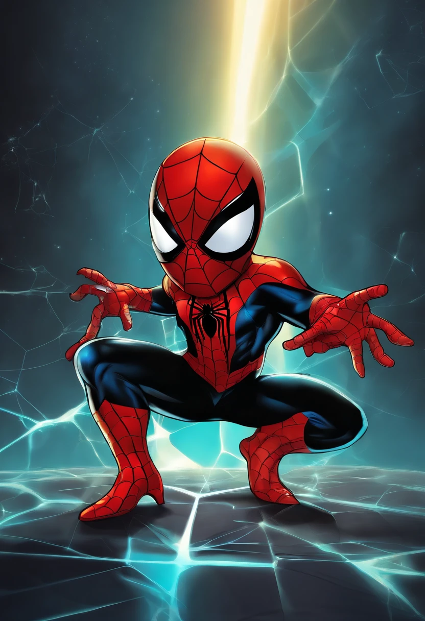 (dreamlikeart: 1.3), pintura de retrato de arte splash (chibi homem aranha: 1.3), electric aura, splashart, super hero, ataque poderoso, dinamic pose, dinamic angle, movimento, colorido altamente detalhado do universo de fundo, quantum fracture, concept of science, mathematical symbol, writing equations, nerd vibes, estilo ciberpunk futurista, tecnologia moderna,