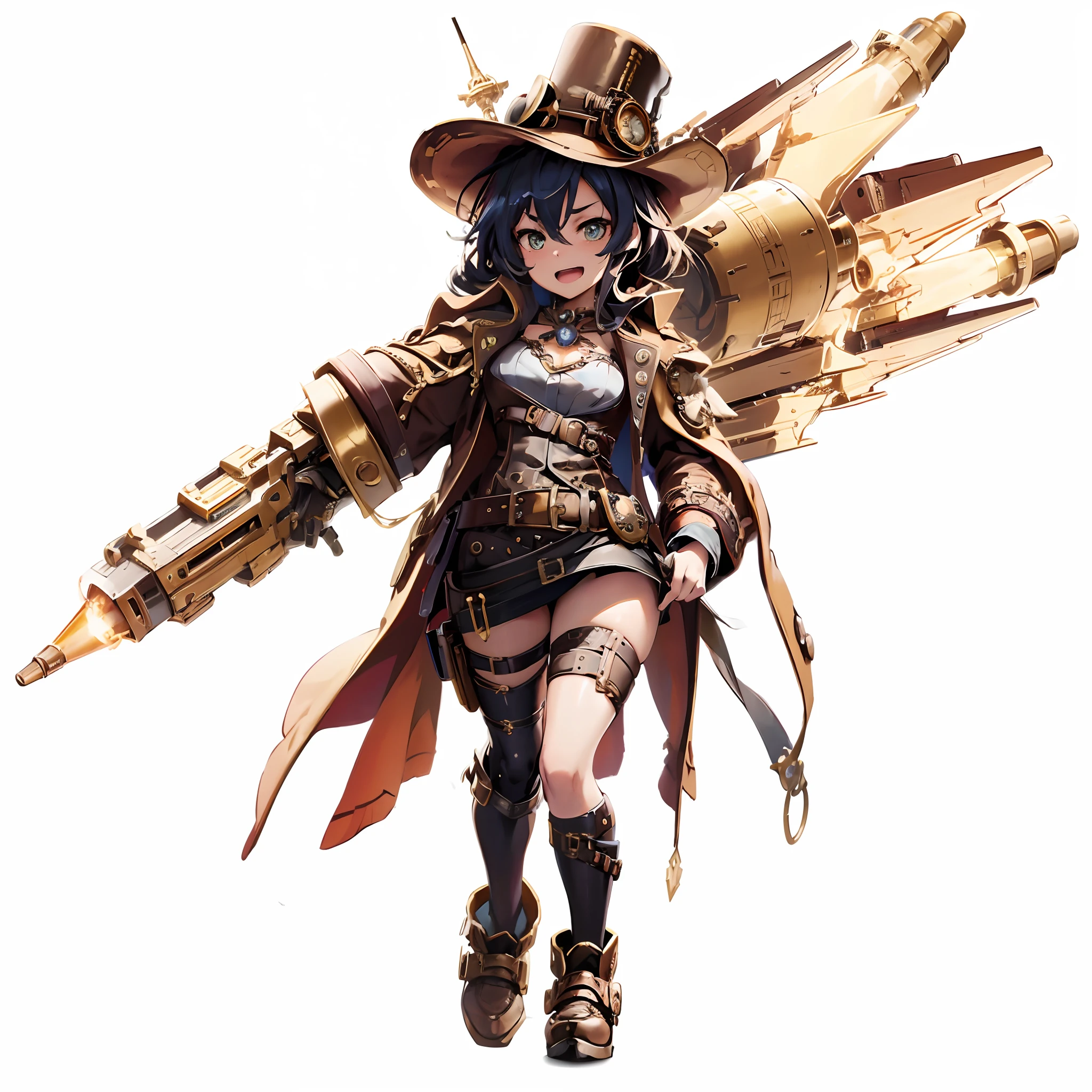 Anime – style image of woman wearing steampunk clothes and holding a gun, mechanized witch girl, mechanized valkyrie girl, steampunk beautiful anime woman, steampunk concept art, girl with warship parts, by Akihiko Yoshida, steampunk inventor girl, like lady mechanika, Steampunk Girl, steampunk fantasy style, high quality steampunk art, maple story gun girl