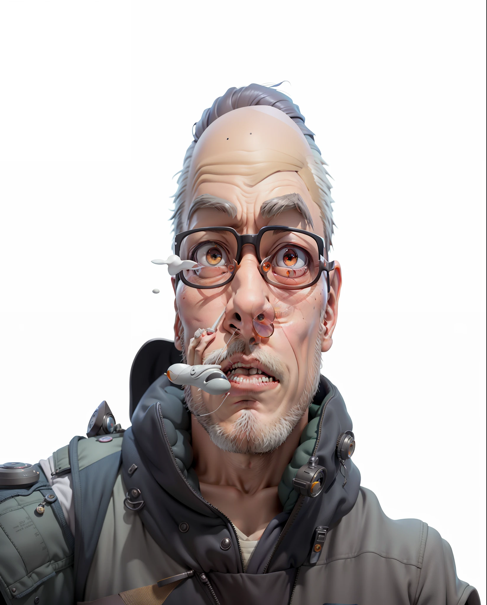 A bespectacled young man sits at his desk，segurando laptop，pintura digital，fundo colorido Design de Personagens 3D por Mark Clairen e Pixar e Hayao Miyazaki e Akira Toriyama，4K HD Illustration，Very detailed facial features and cartoon-style visuals。