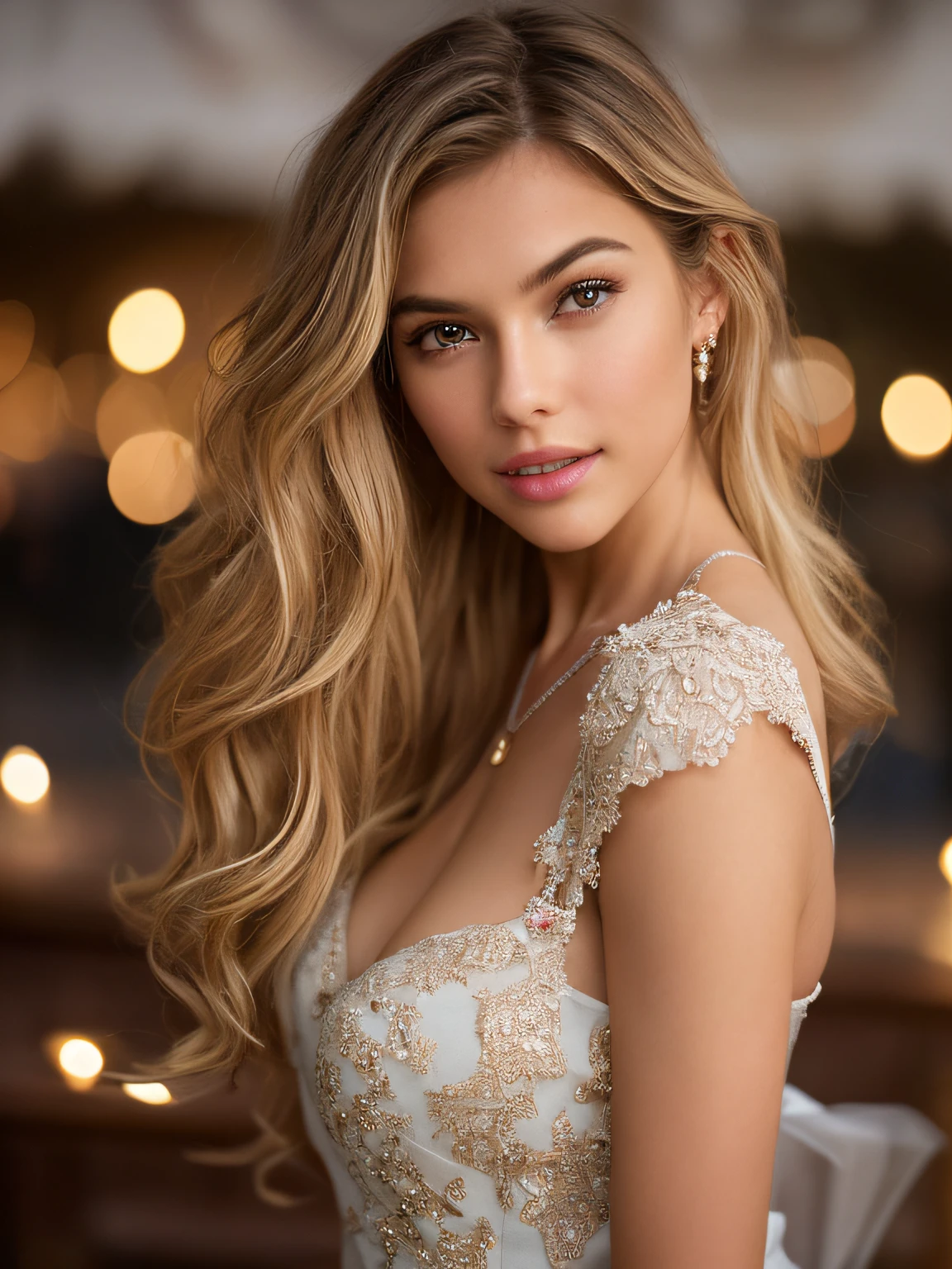 Raw photo, 20 years girl、Sexy Cute、perfectly proportions、Skeletal best、masterpiece、 high resolution、Farbe々Color、red blouse and jeans、Large cleavage、a beautiful italian girl (High detailed skin:1.2), standing、Bright lights in Positano、romantic、While looking at the camera、embarrassed from、Italian beauty of the world、Silvia、a blond、 Digital SLR, Soft lighting, High quality, FujifilmXT3、Film Lighting、Dramatic、Taken in arestuarant、Date with a photographer、Golden wavy hair flutters all over her body、A slight smil、Colossal tits 、European、Sexy and dramatic、Go clubbing after the restaurant、Away from the subject、Gaze at the whole body. Boudoir style photoshoot