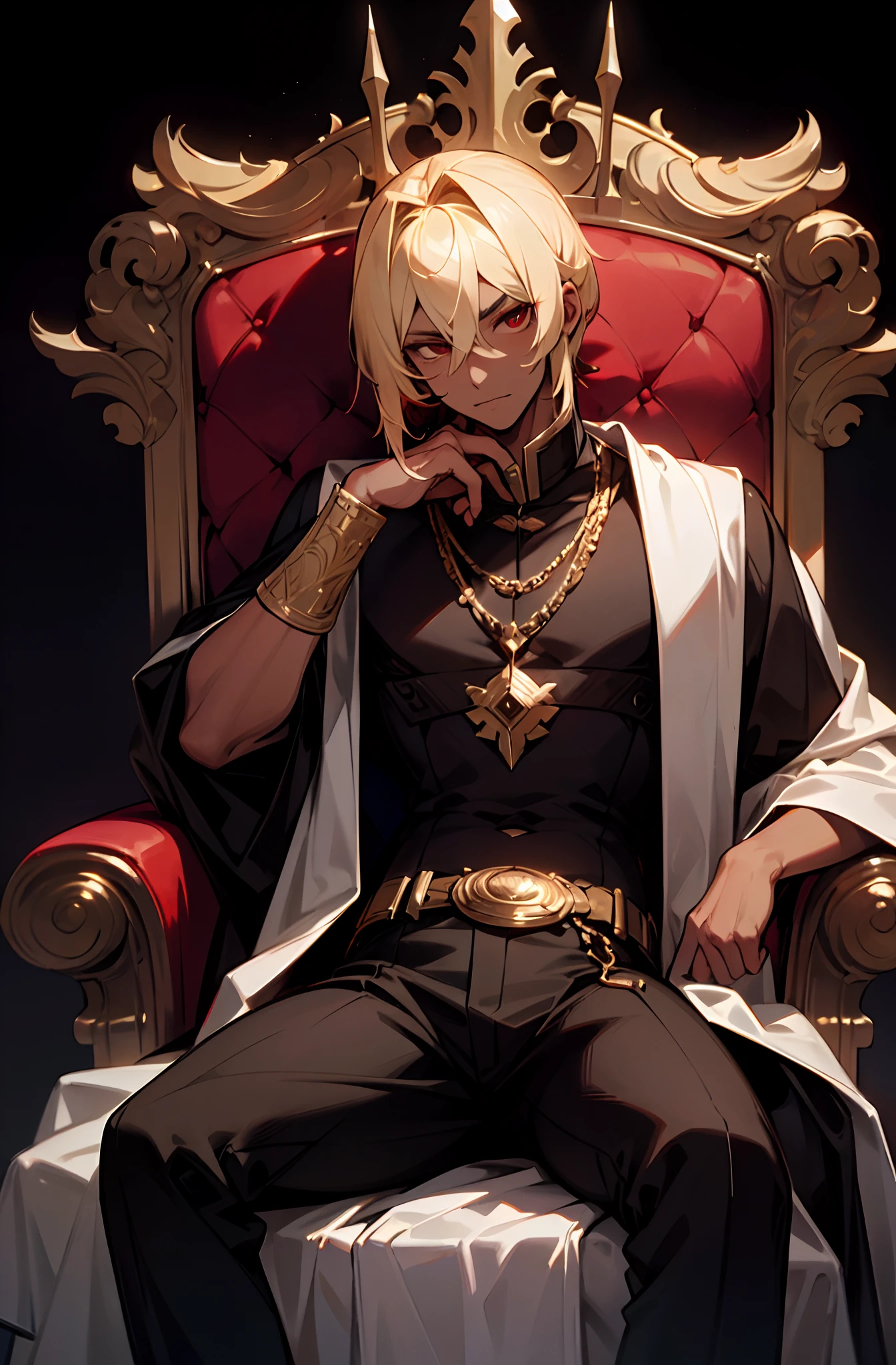 hair between eyes, blonde eyebrows, dark-skin, dark-skinned male, sparse stubble,