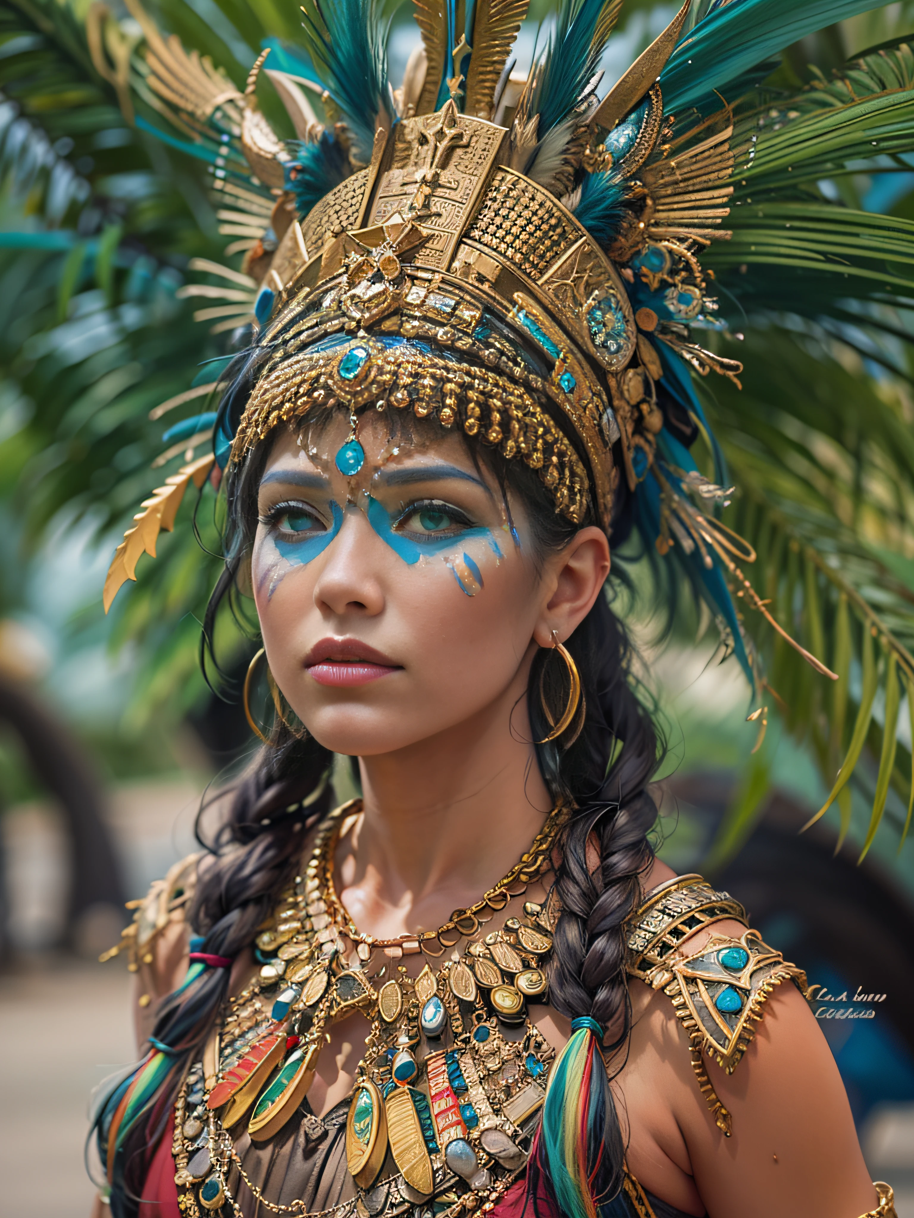 Beautiful woman in insanely intricate Amazon warrior Outfit
