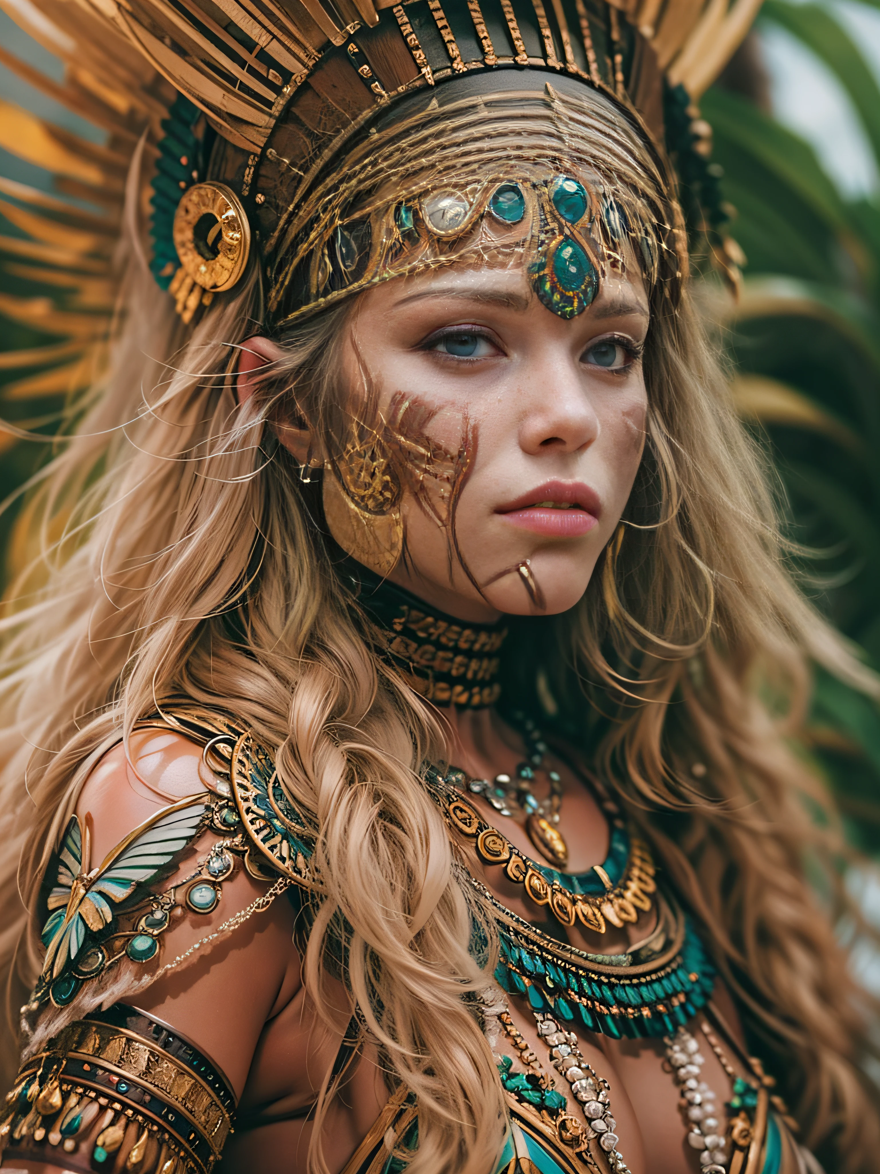 Beautiful woman in insanely intricate Amazon warrior Outfit