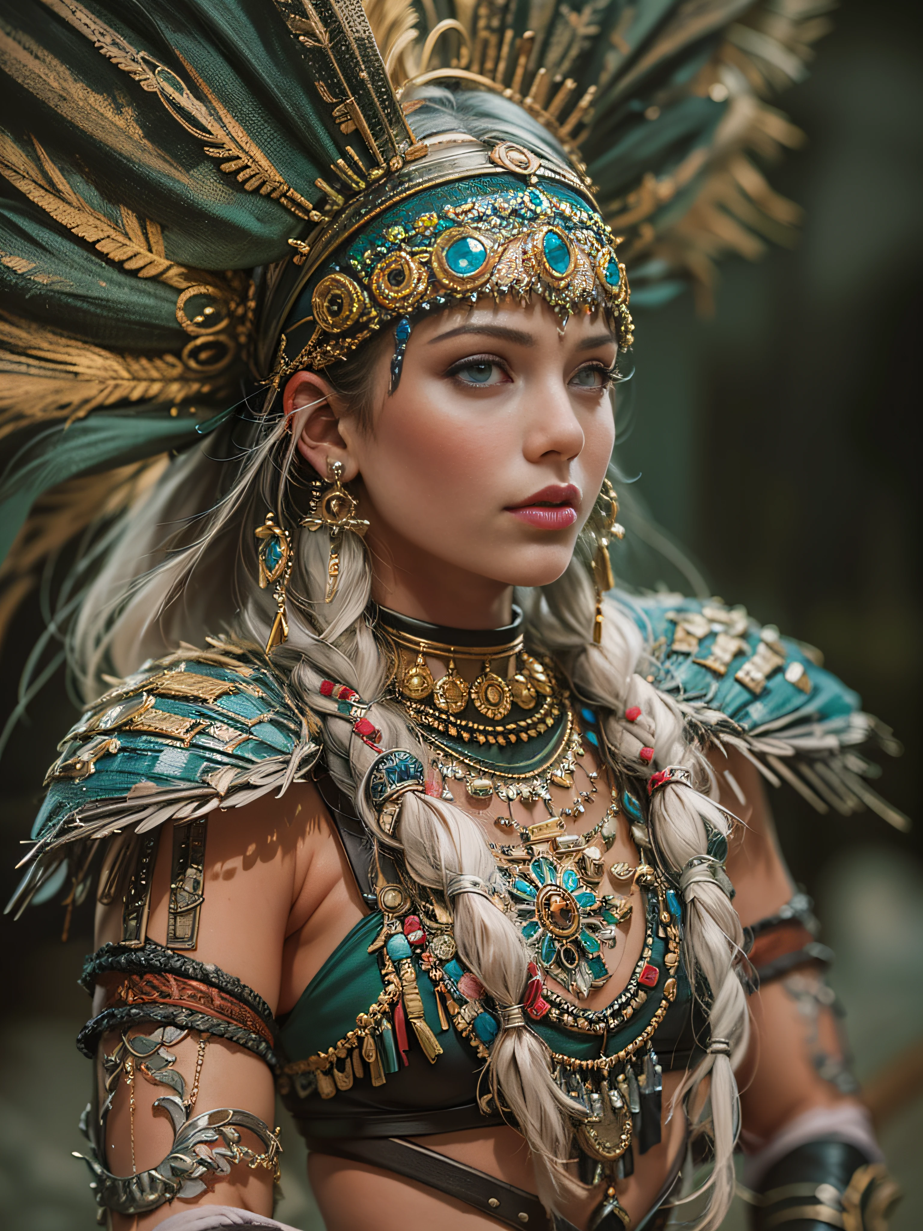 Beautiful woman in insanely intricate Amazon warrior Outfit
